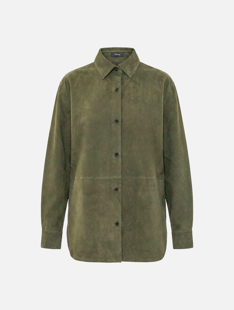 Classic Menswear Suede Shirt in Ivy