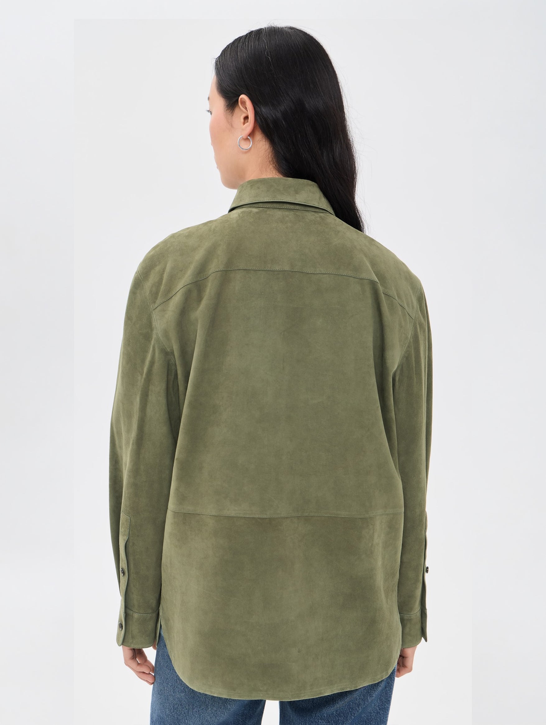 Classic Menswear Suede Shirt in Ivy