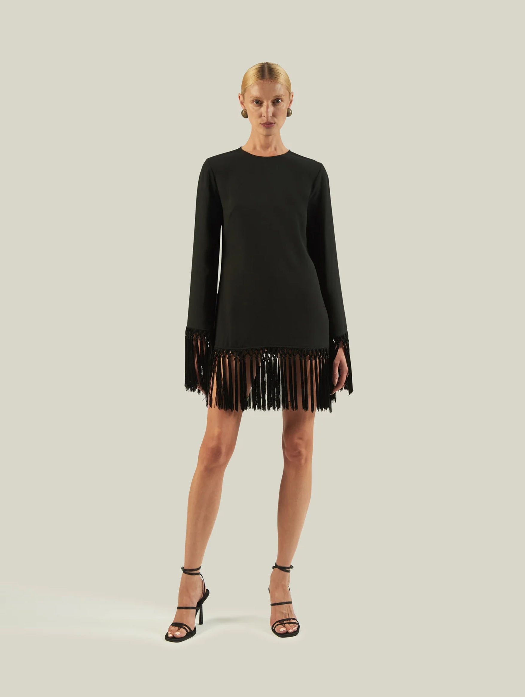 Claudia Fringe Dress in Black