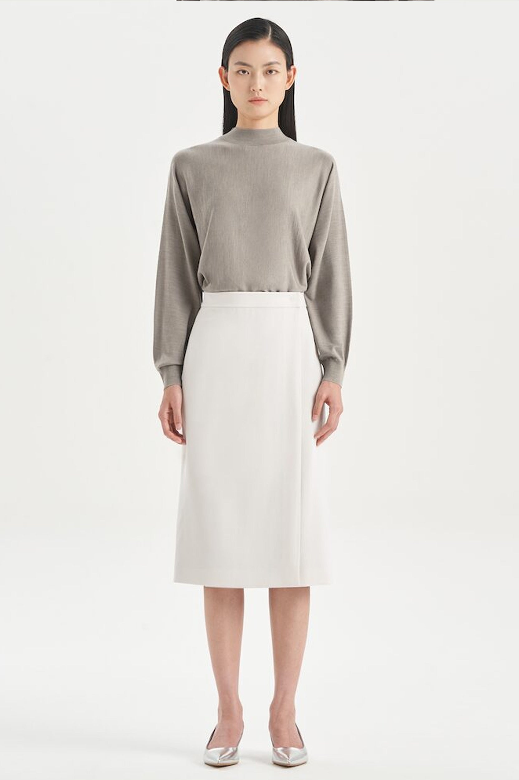 Wrap Midi Skirt in Pumice