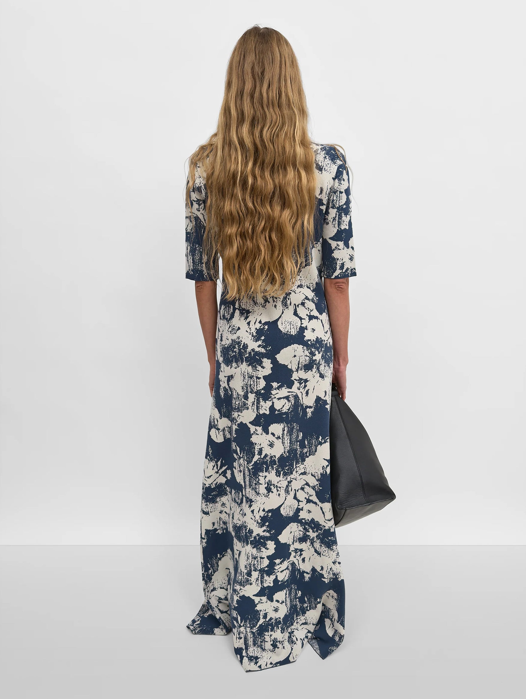 Clover Jacquard Knit Polo Shirtdress in Navy and Sand