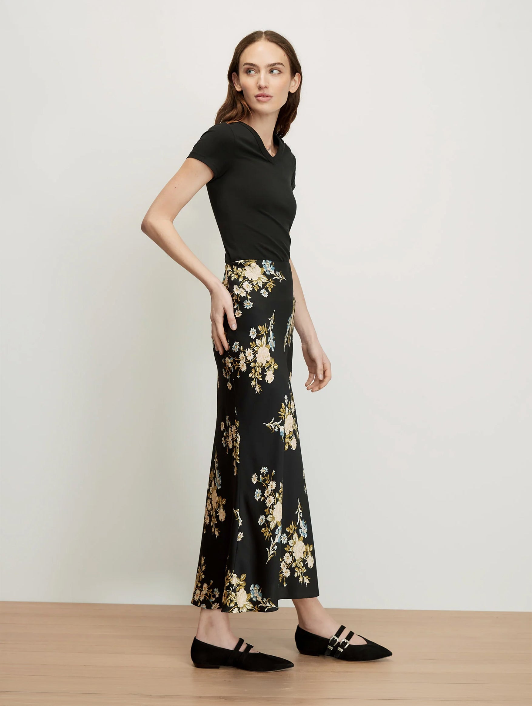 Clover Skirt in Black Floral