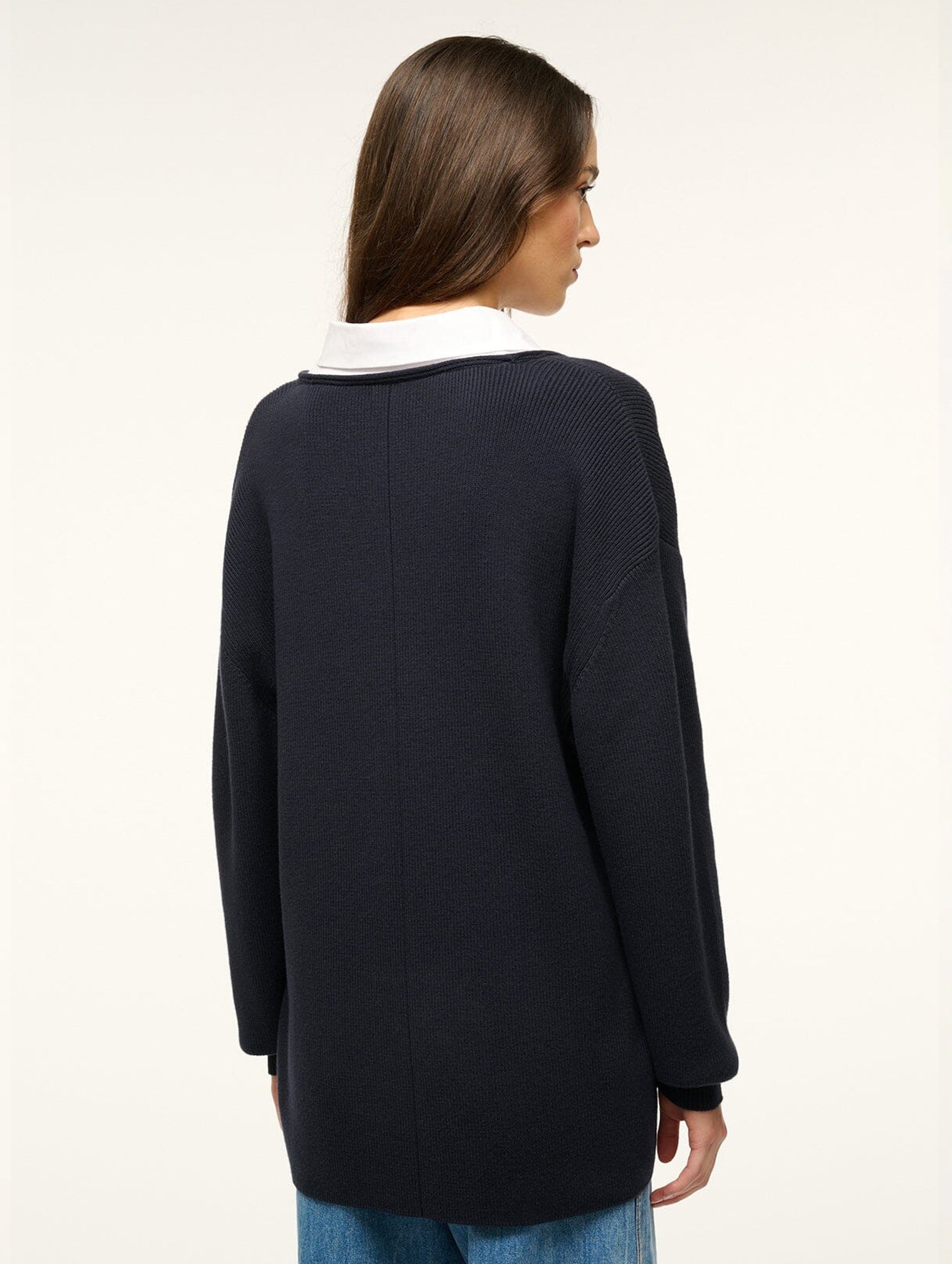 Coast Sweater in Navy & White