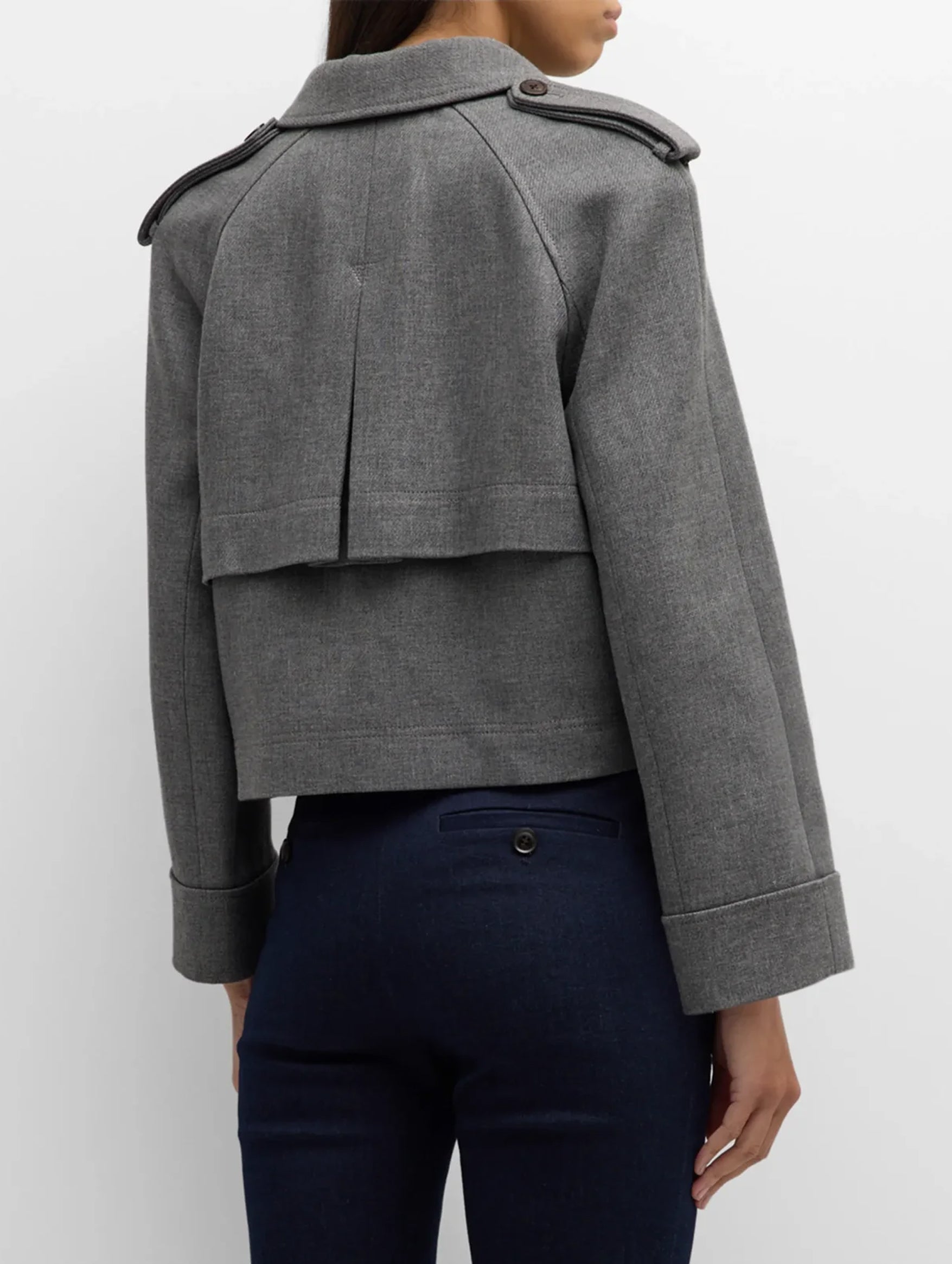 Cropped Conneley Trench in Heather Grey