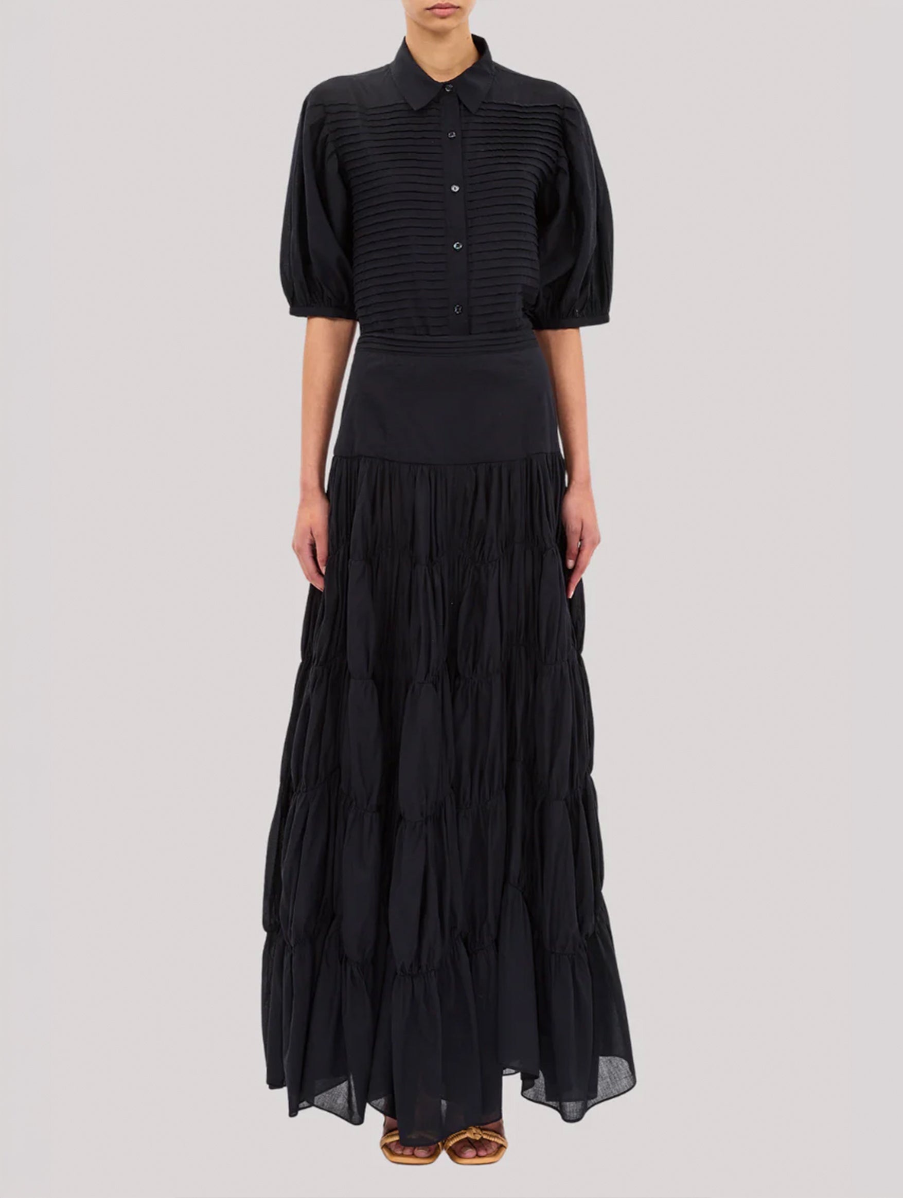 Cordelia Button Up Top in Noir