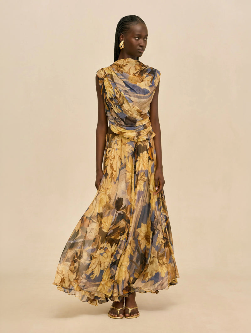 Cosmea Silk Skirt in Wild Dahlia