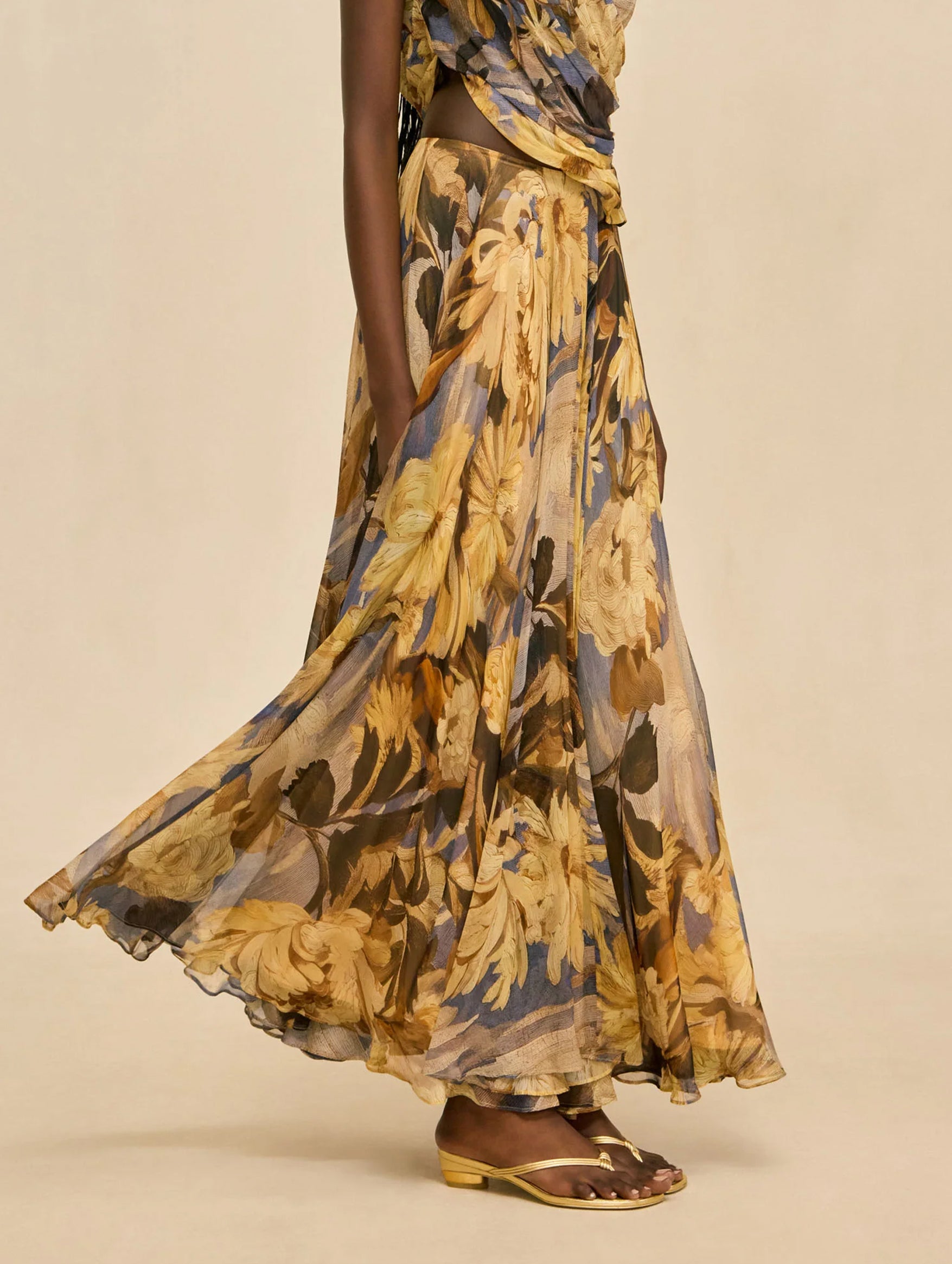Cosmea Silk Skirt in Wild Dahlia