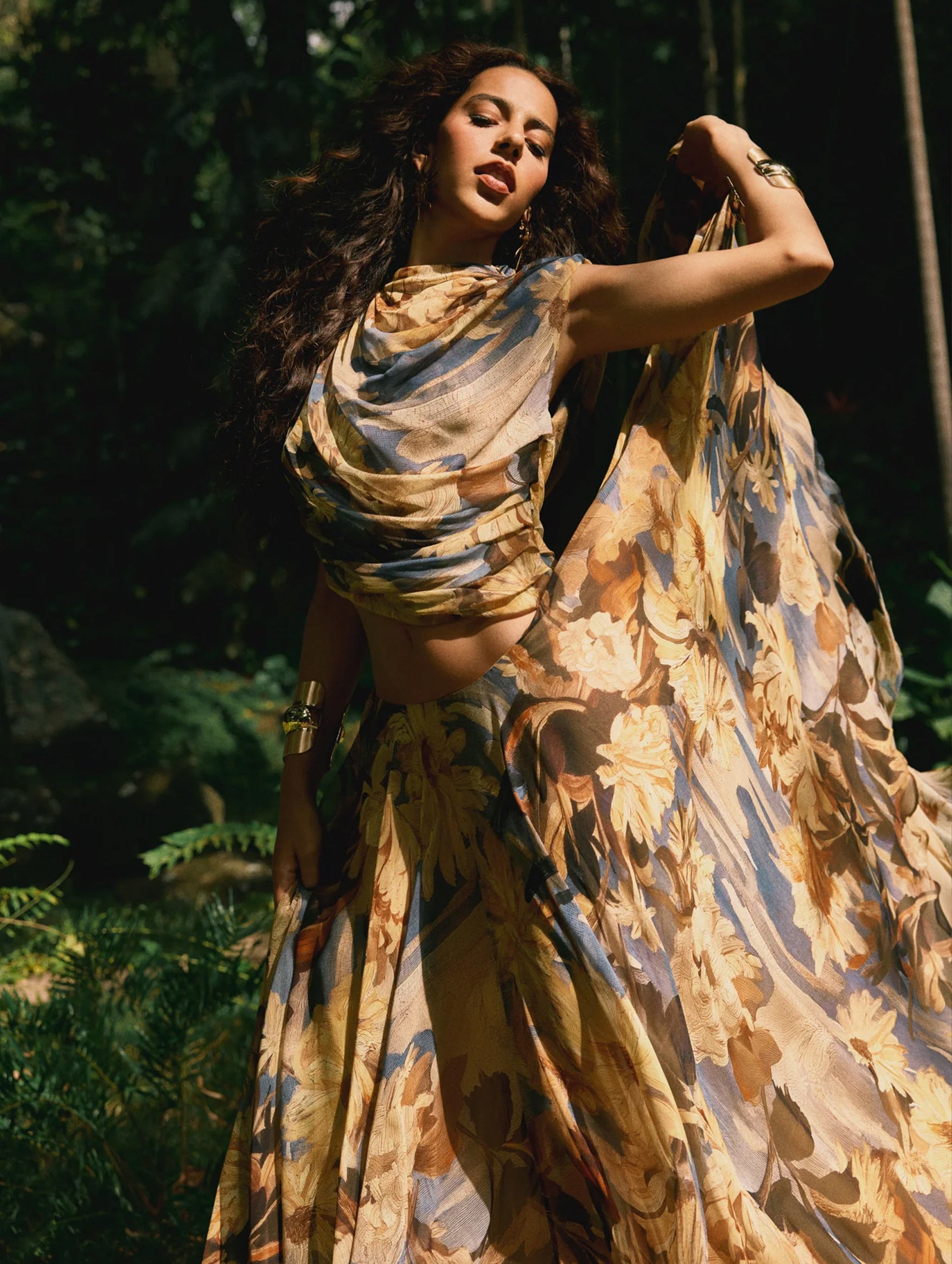 Cosmea Silk Skirt in Wild Dahlia