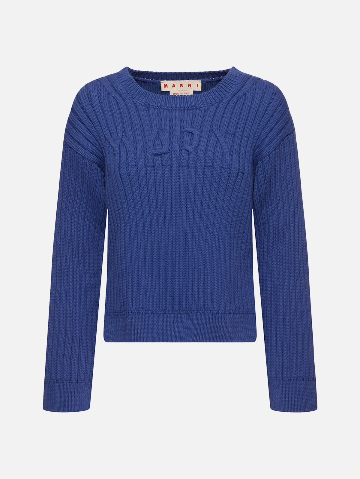 Cotton Cable Logo Sweater in Blue Sodalite