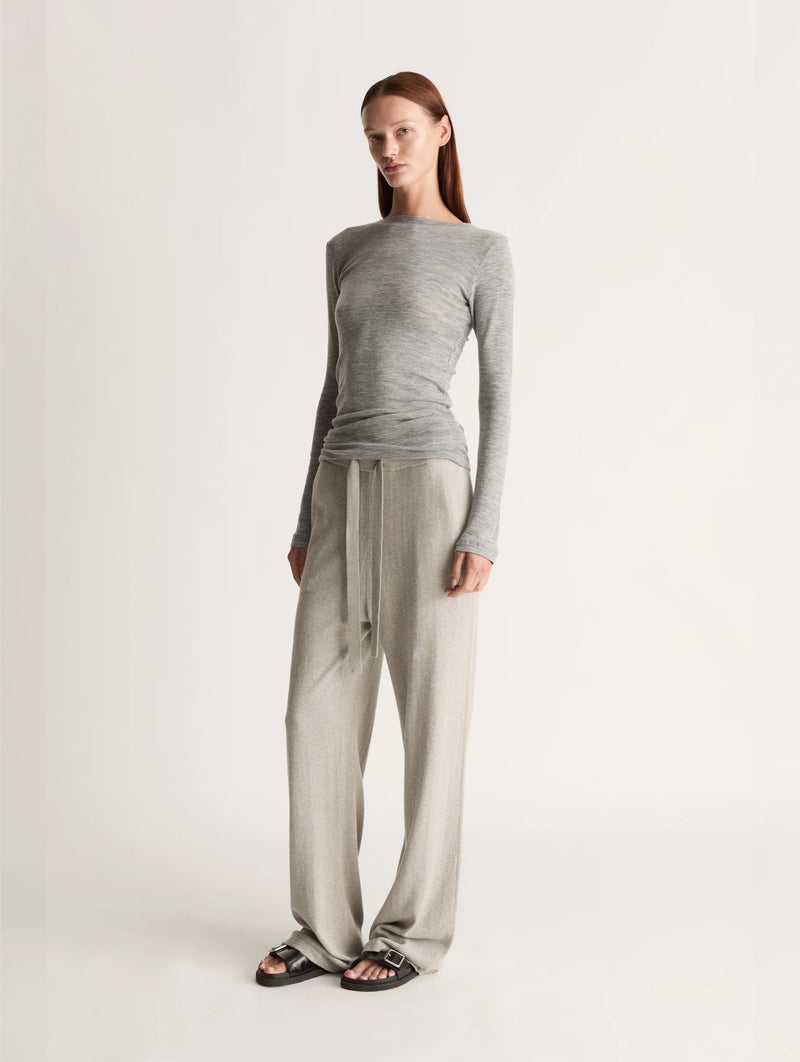 Cotton Cashmere Wide Leg Pant in Ash