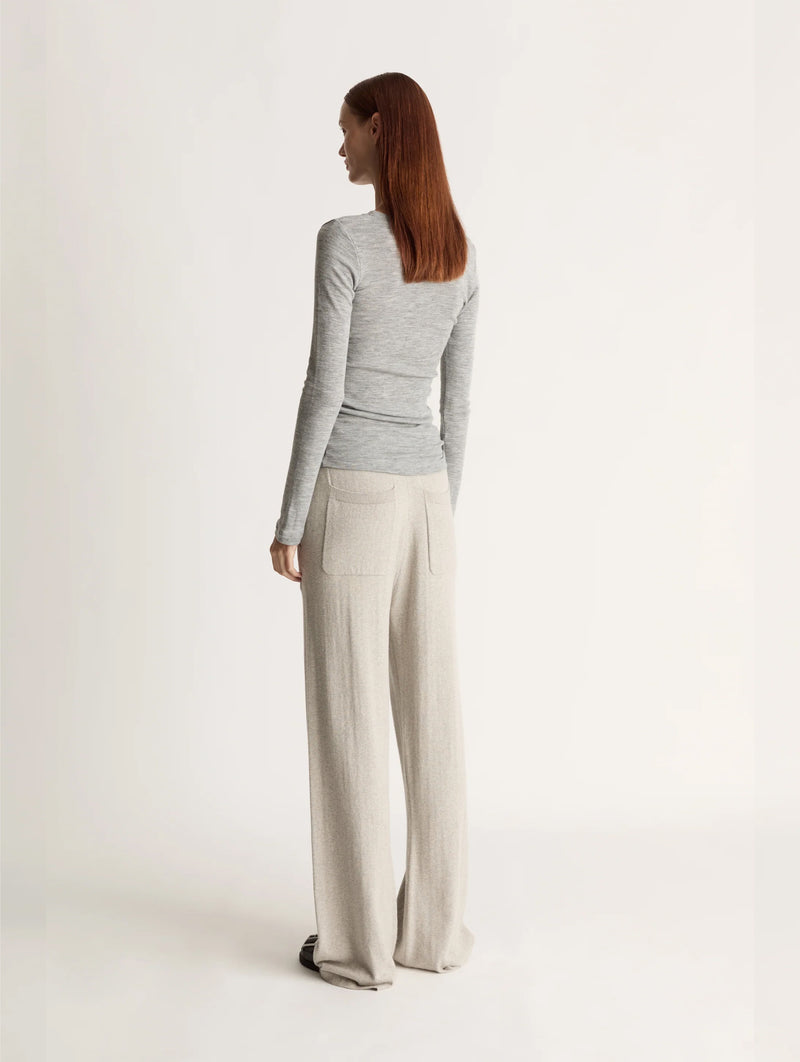 Cotton Cashmere Wide Leg Pant in Ash
