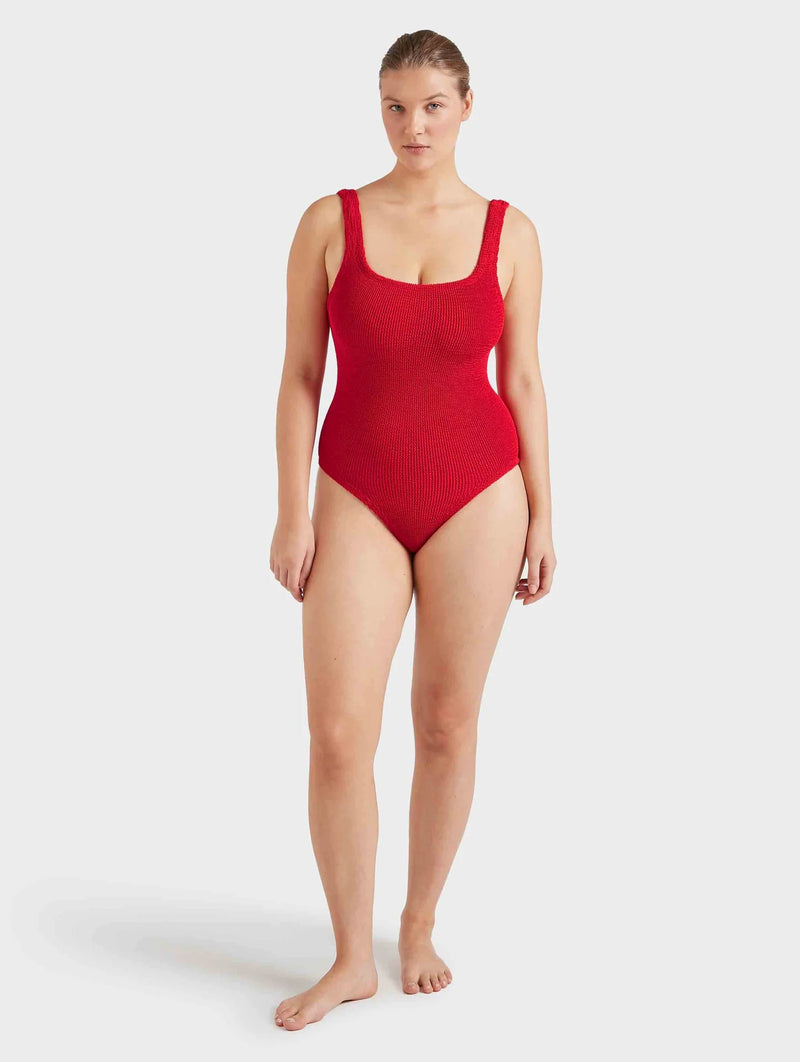 Coverage Square Neck Swimsuit in Red