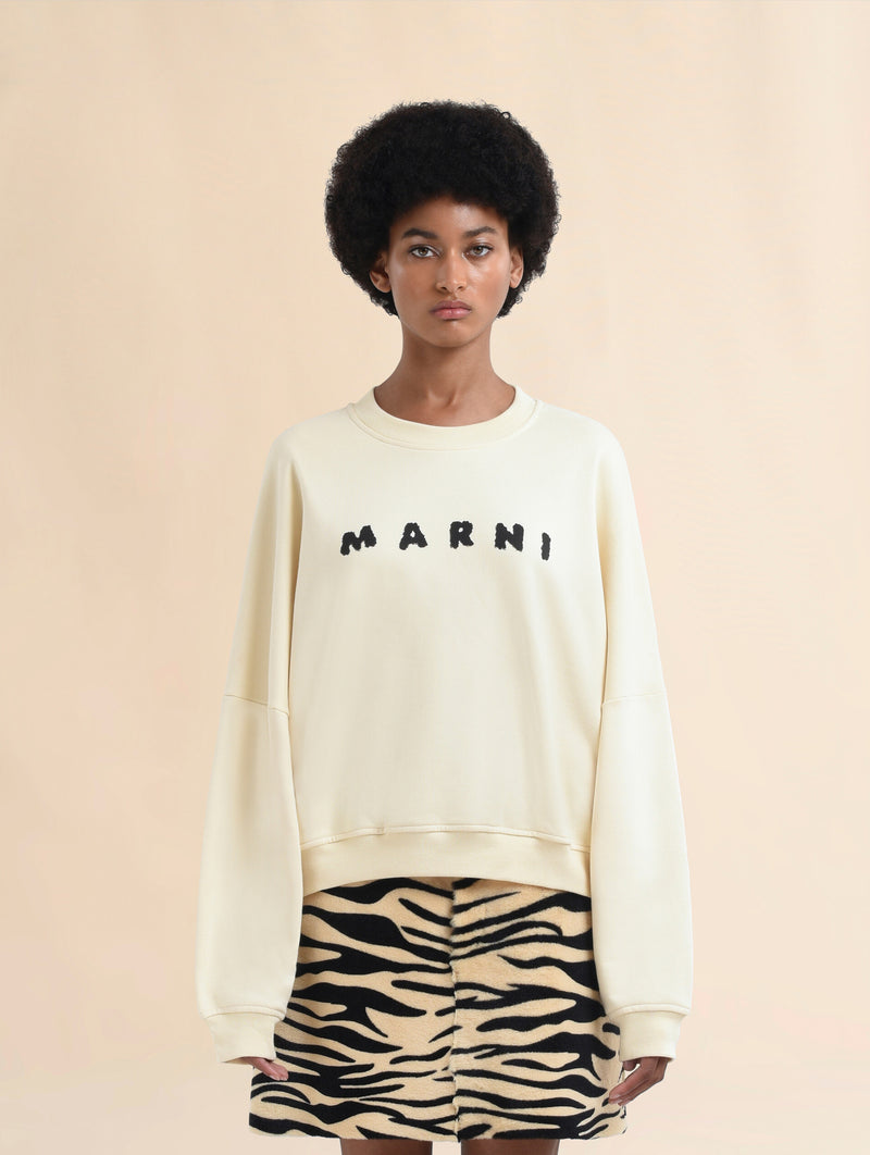 Crewneck Logo Sweater in Ivory