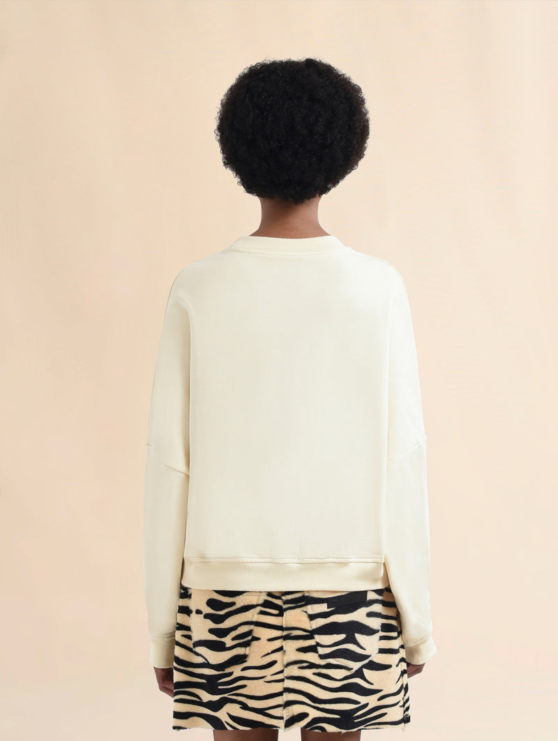 Crewneck Logo Sweater in Ivory