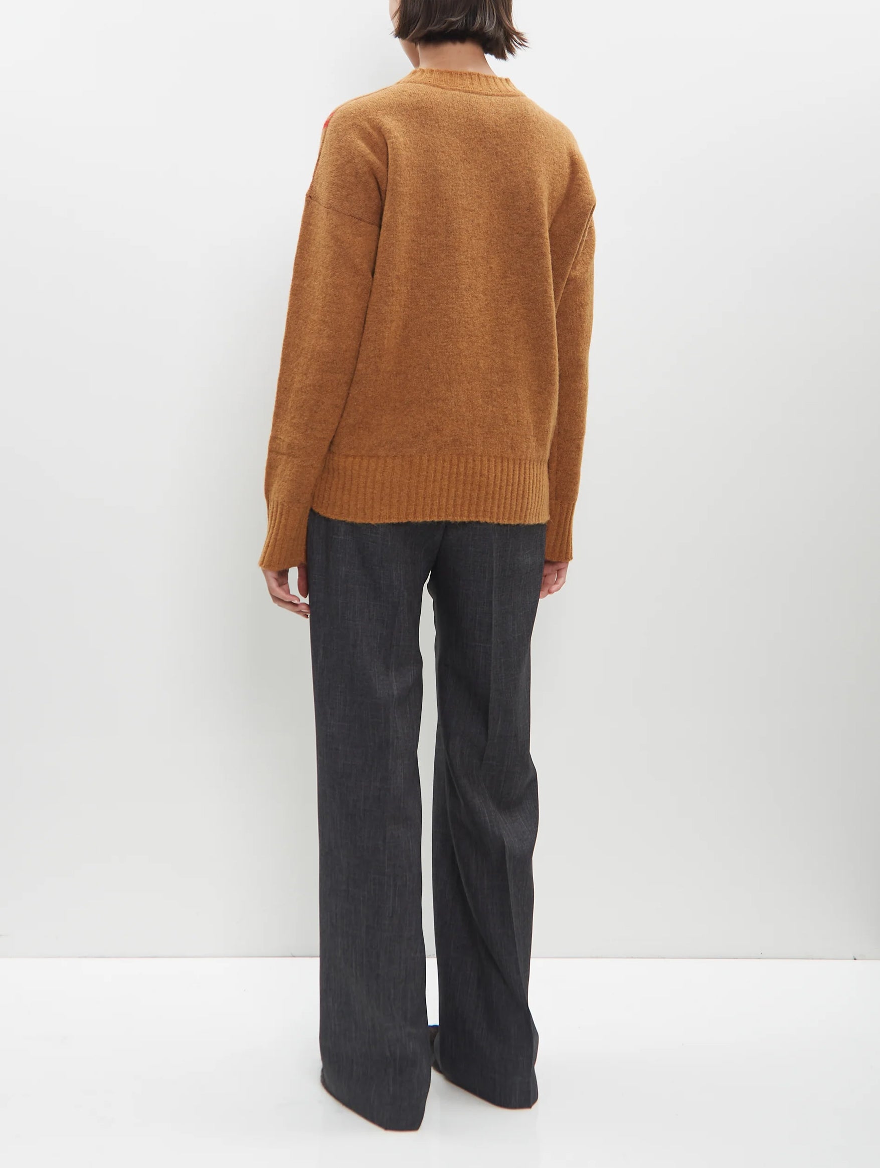 Crewneck Sweater in Tobacco Jacquard