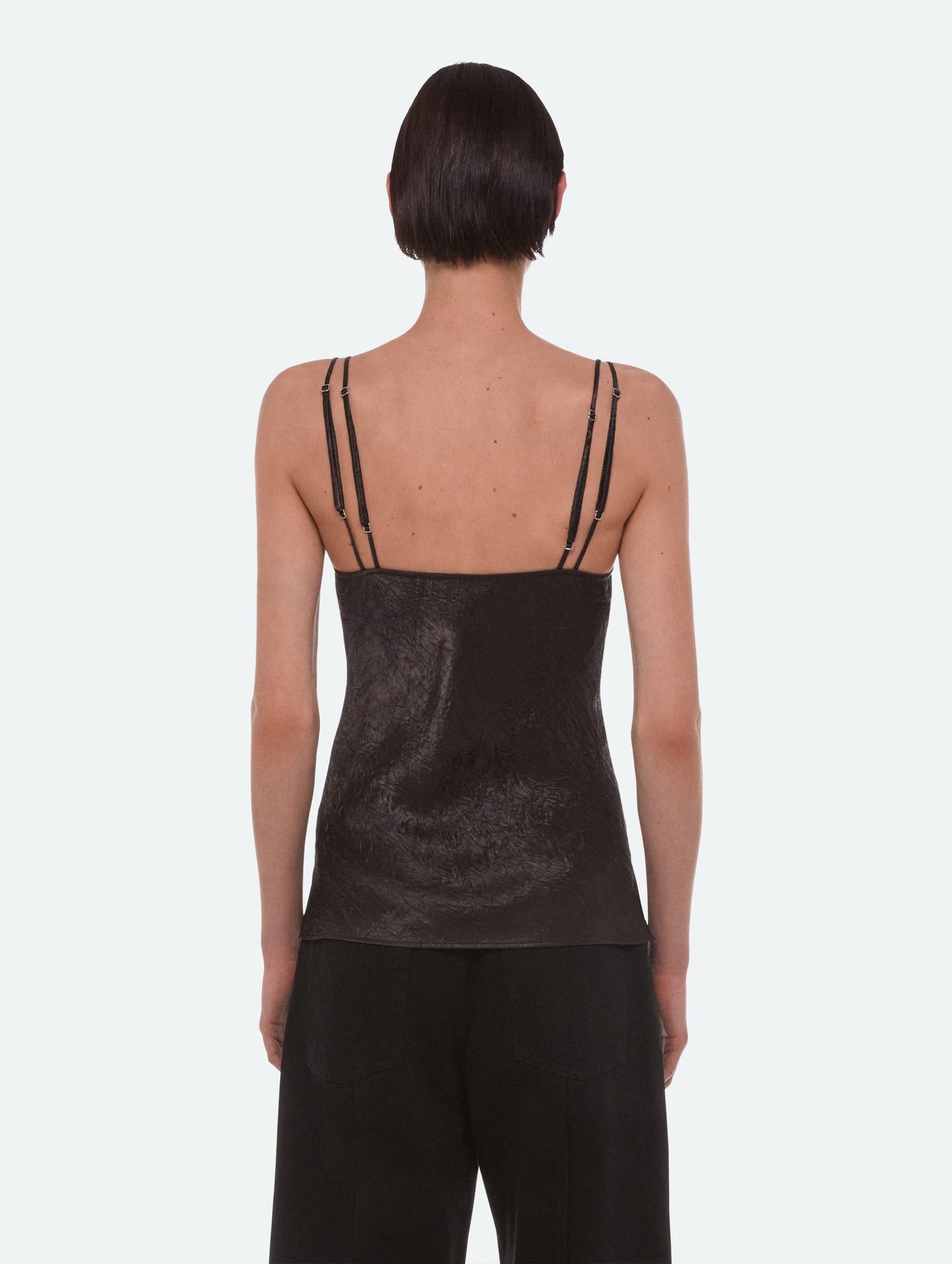 Crinkle Slip Top in Truffle