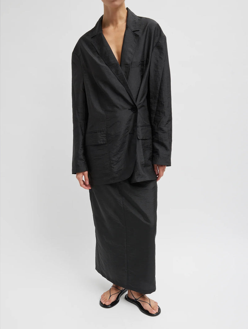 Crispy Nylon Liam Blazer in Black
