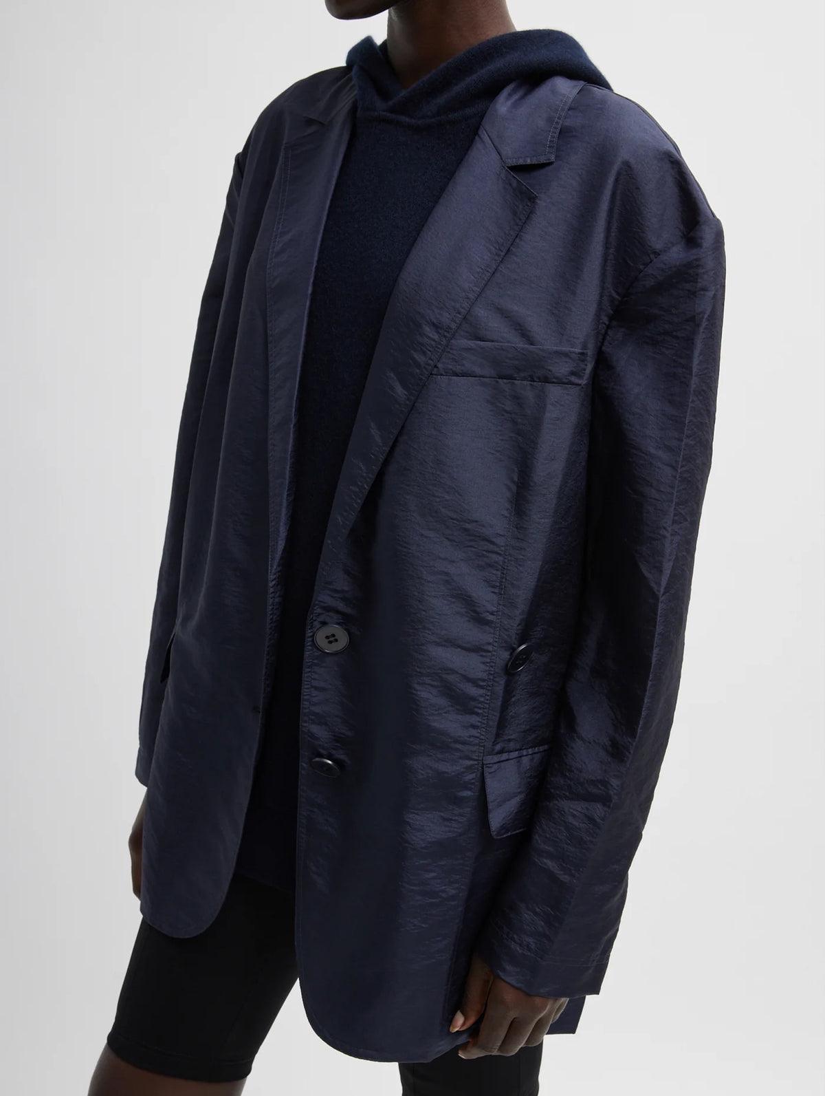 Crispy Nylon Liam Blazer in Navy