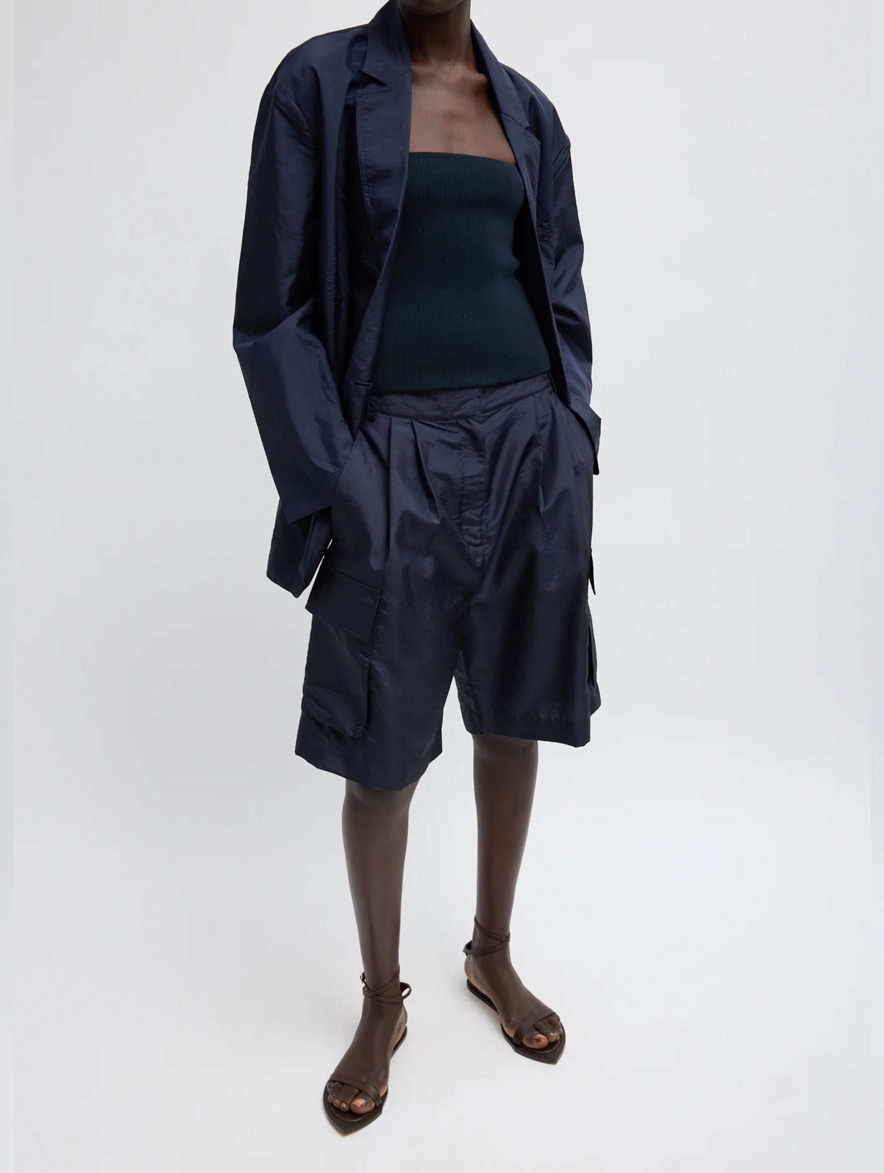 Crispy Nylon Stella Short in Navy