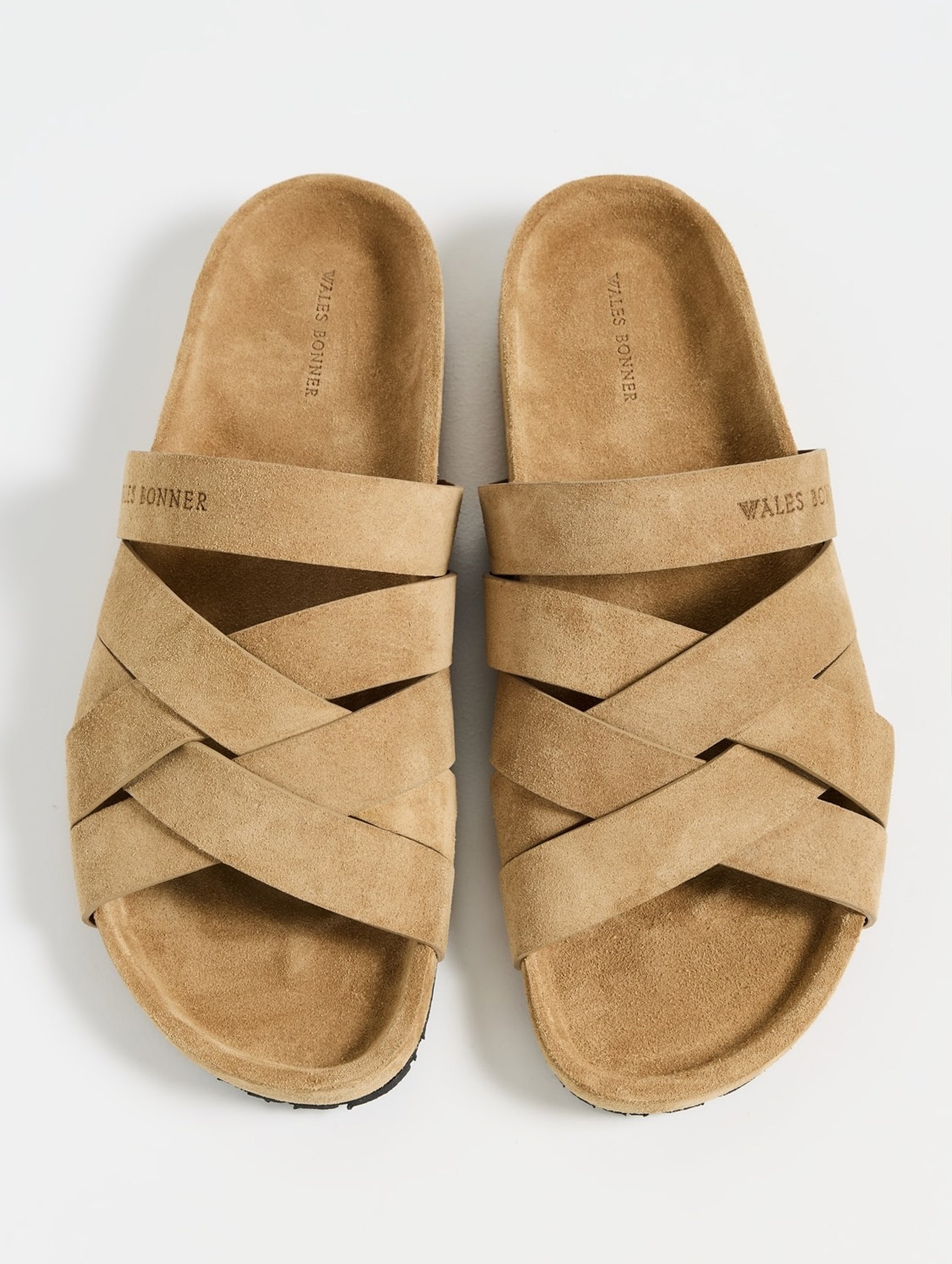 Criss Cross Suede Slides in Sand