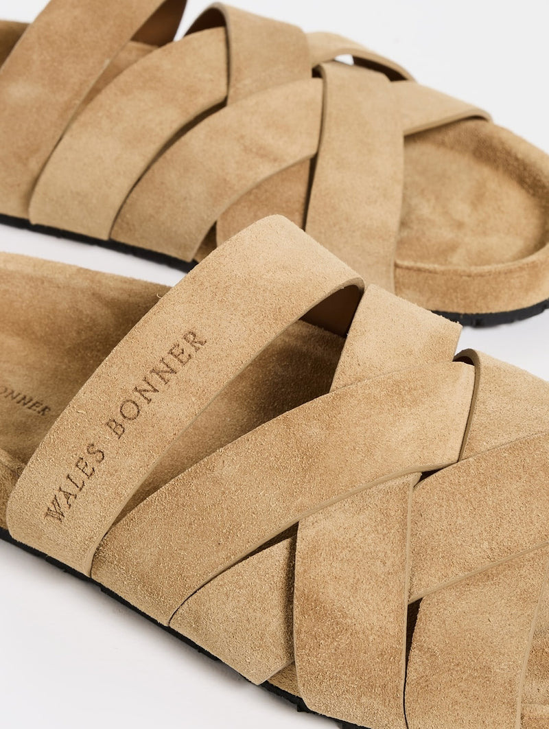 Criss Cross Suede Slides in Sand
