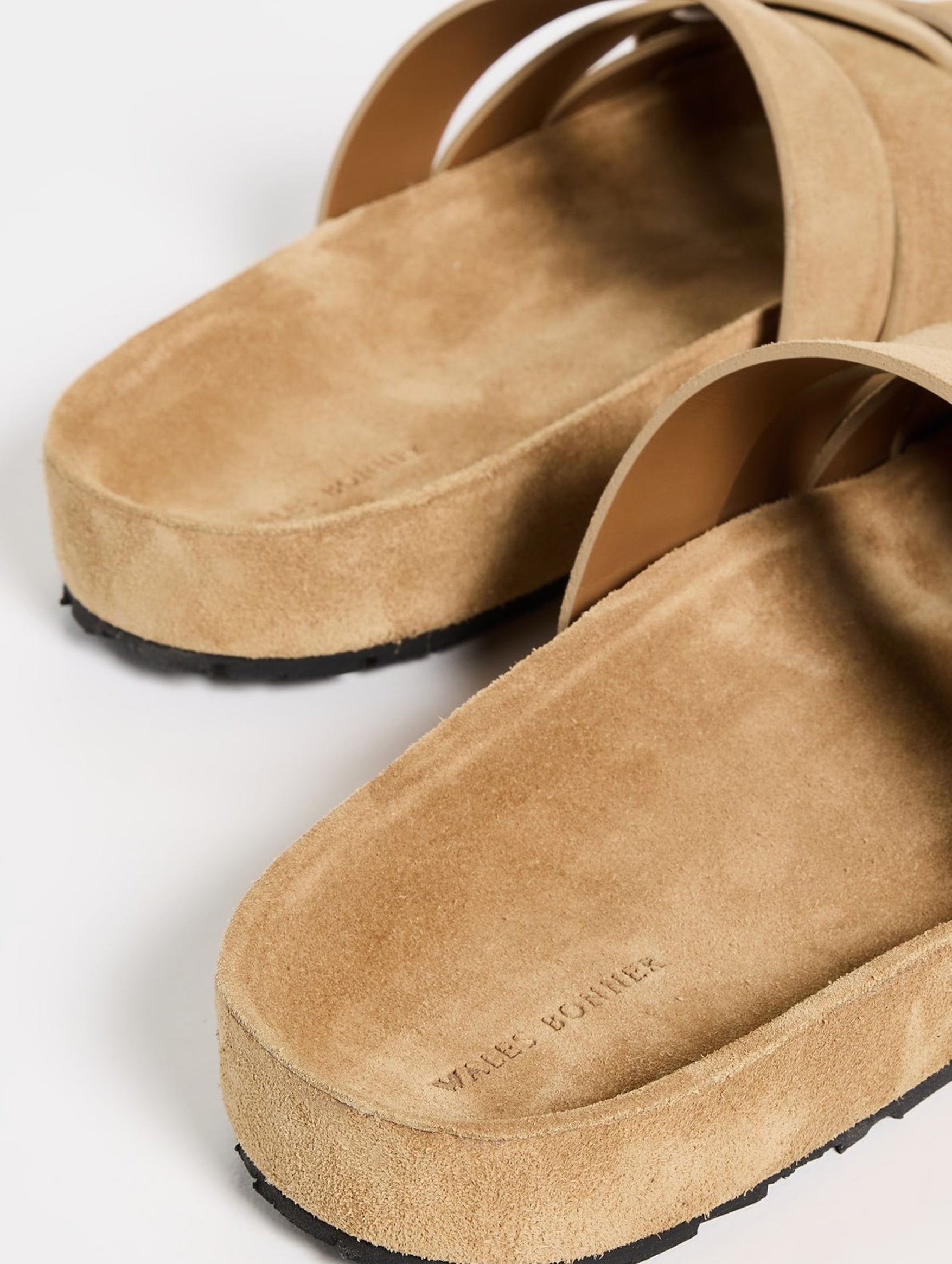 Criss Cross Suede Slides in Sand