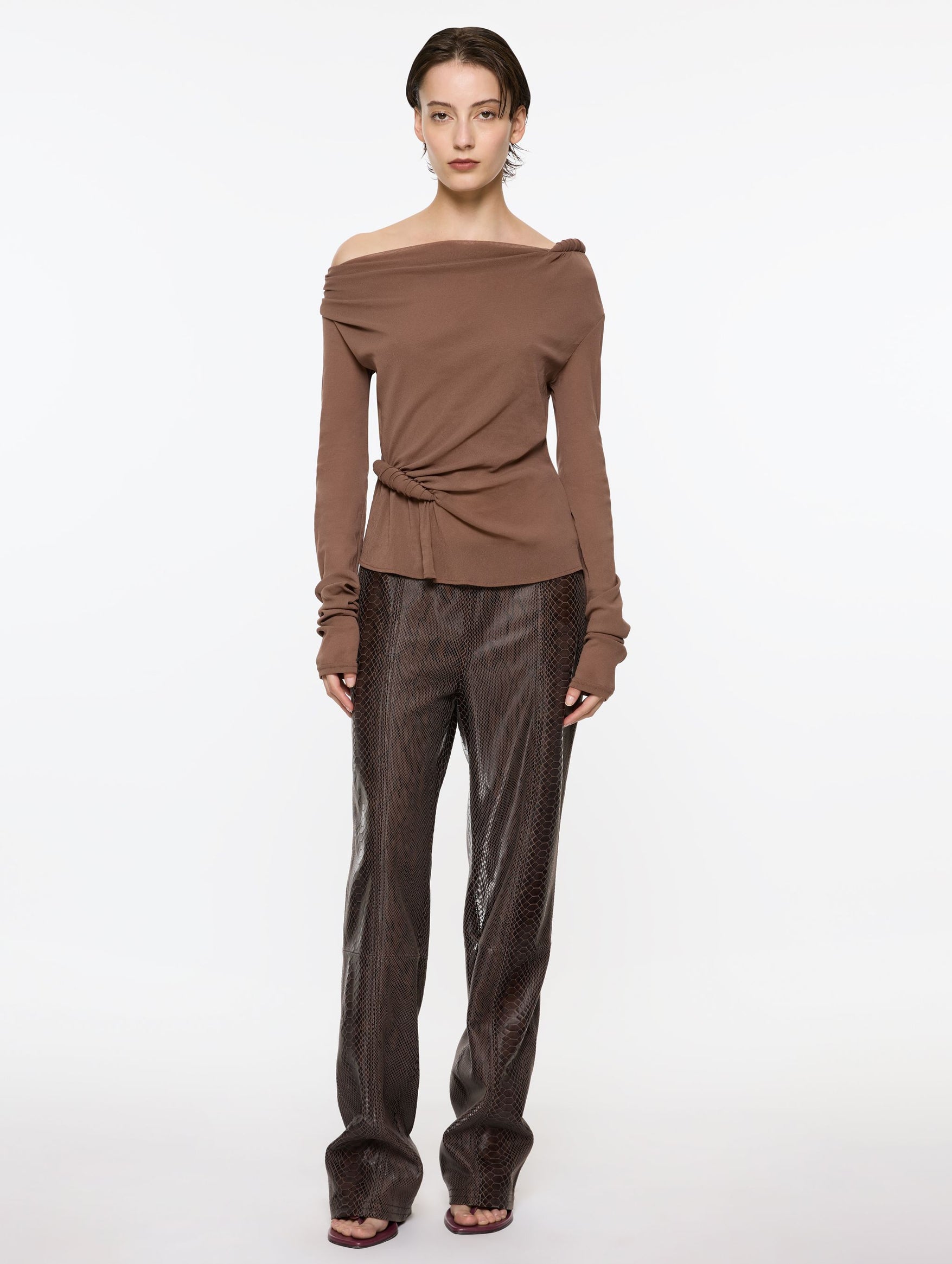 Long Sleeve Croissant Top in Coffee