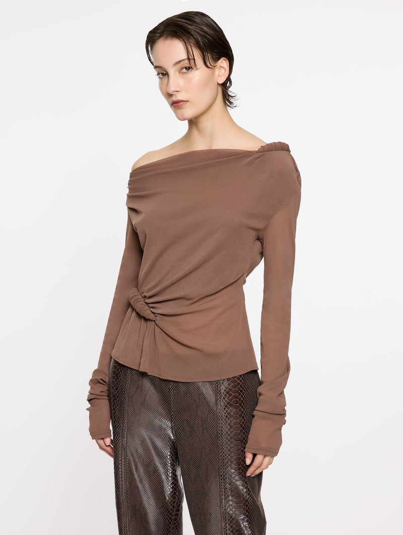 Long Sleeve Croissant Top in Coffee