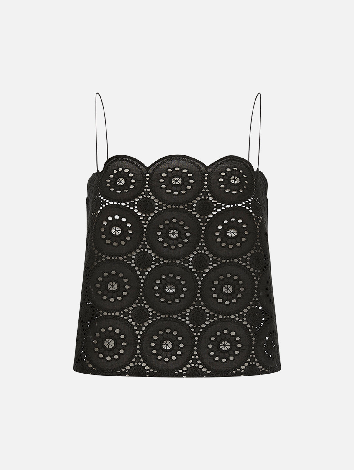 Broderie Crop Cami in Black