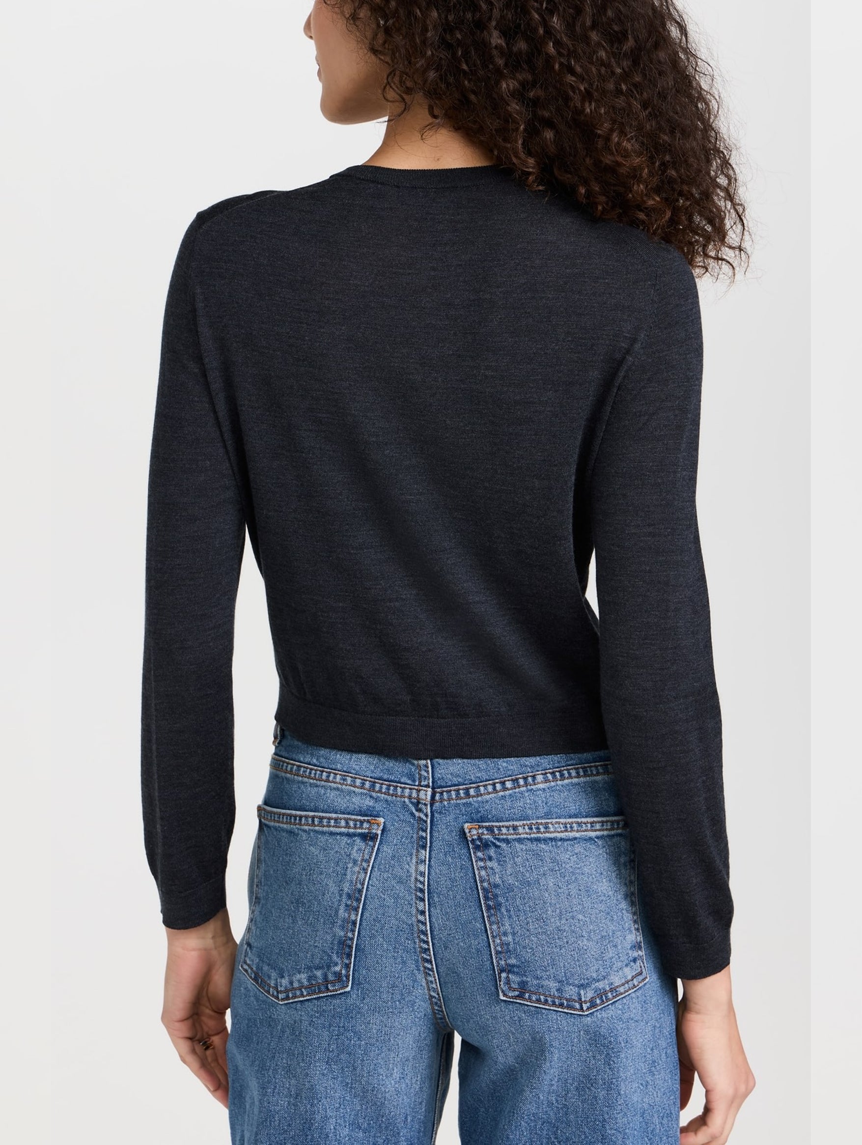 Crop Merino Cardigan in Grey