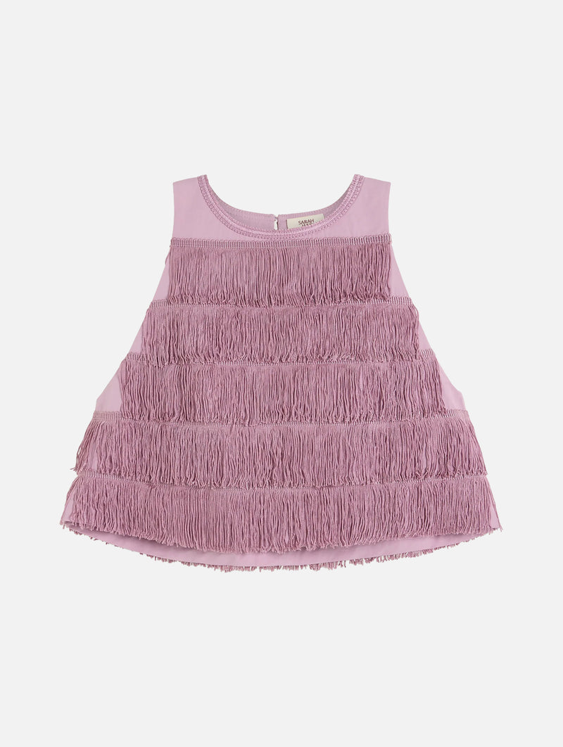 Cropped Fringe Top in Chalky Pink