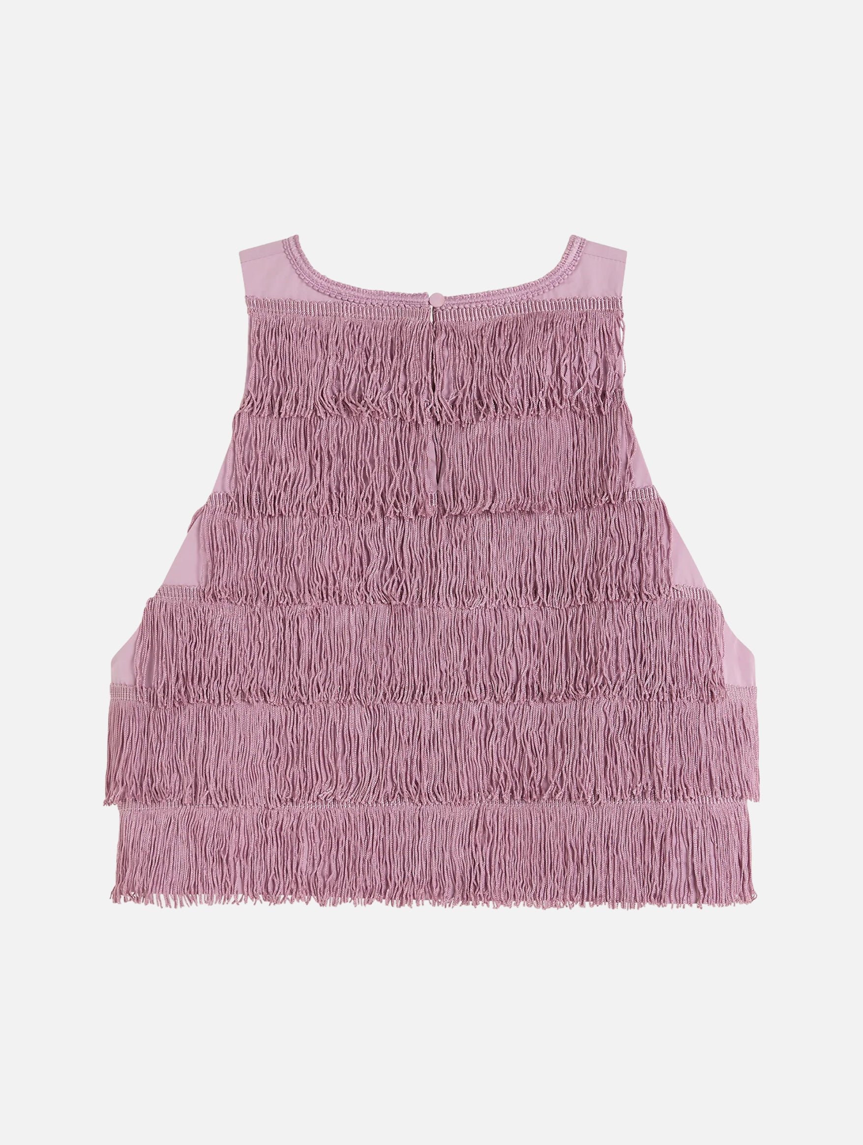 Cropped Fringe Top in Chalky Pink
