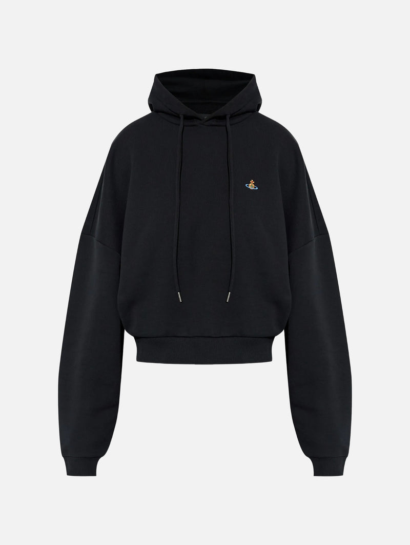 Cropped Box Hoodie in Black