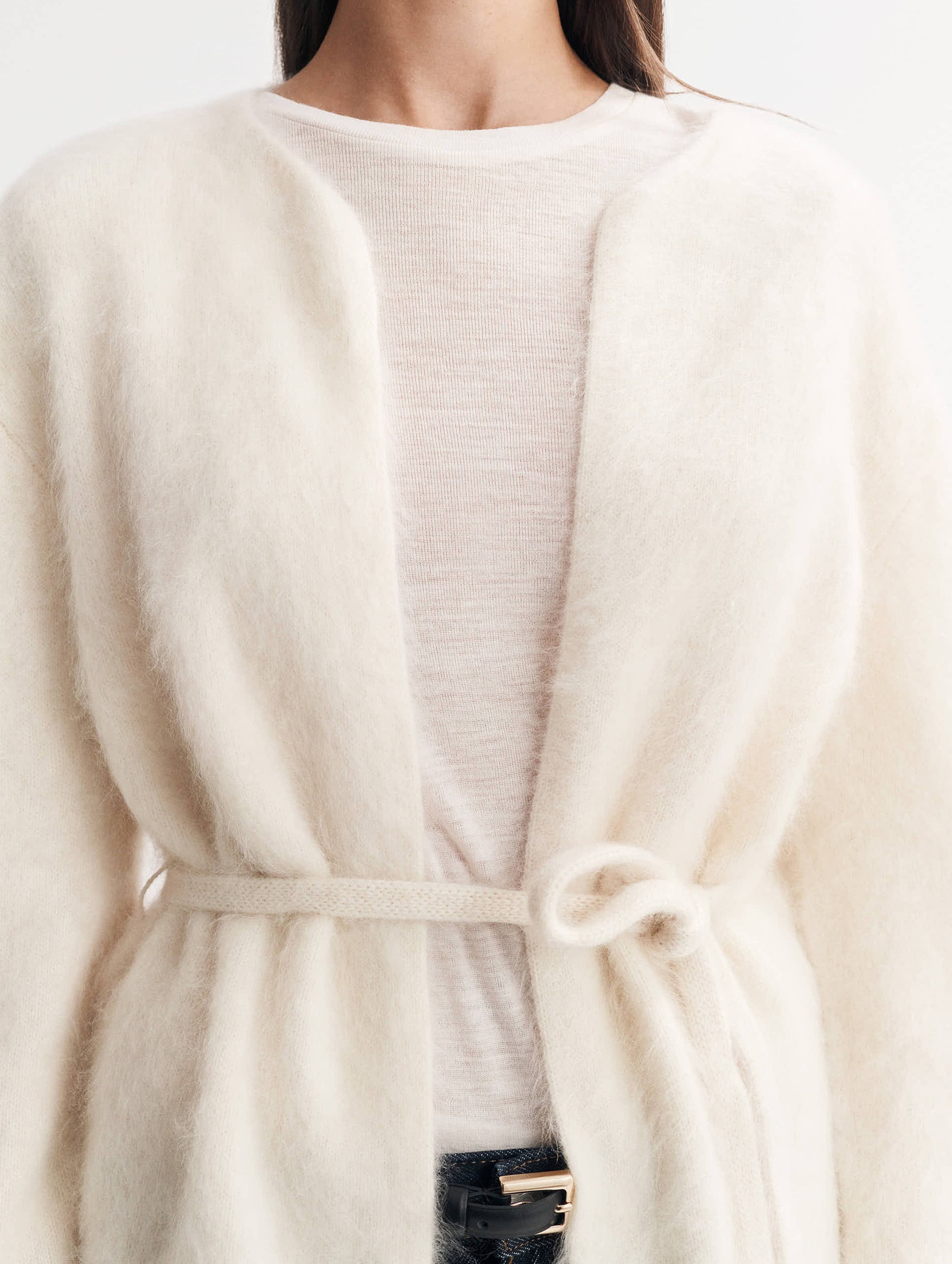 Brushed Cashmere Cardigan in Feather White