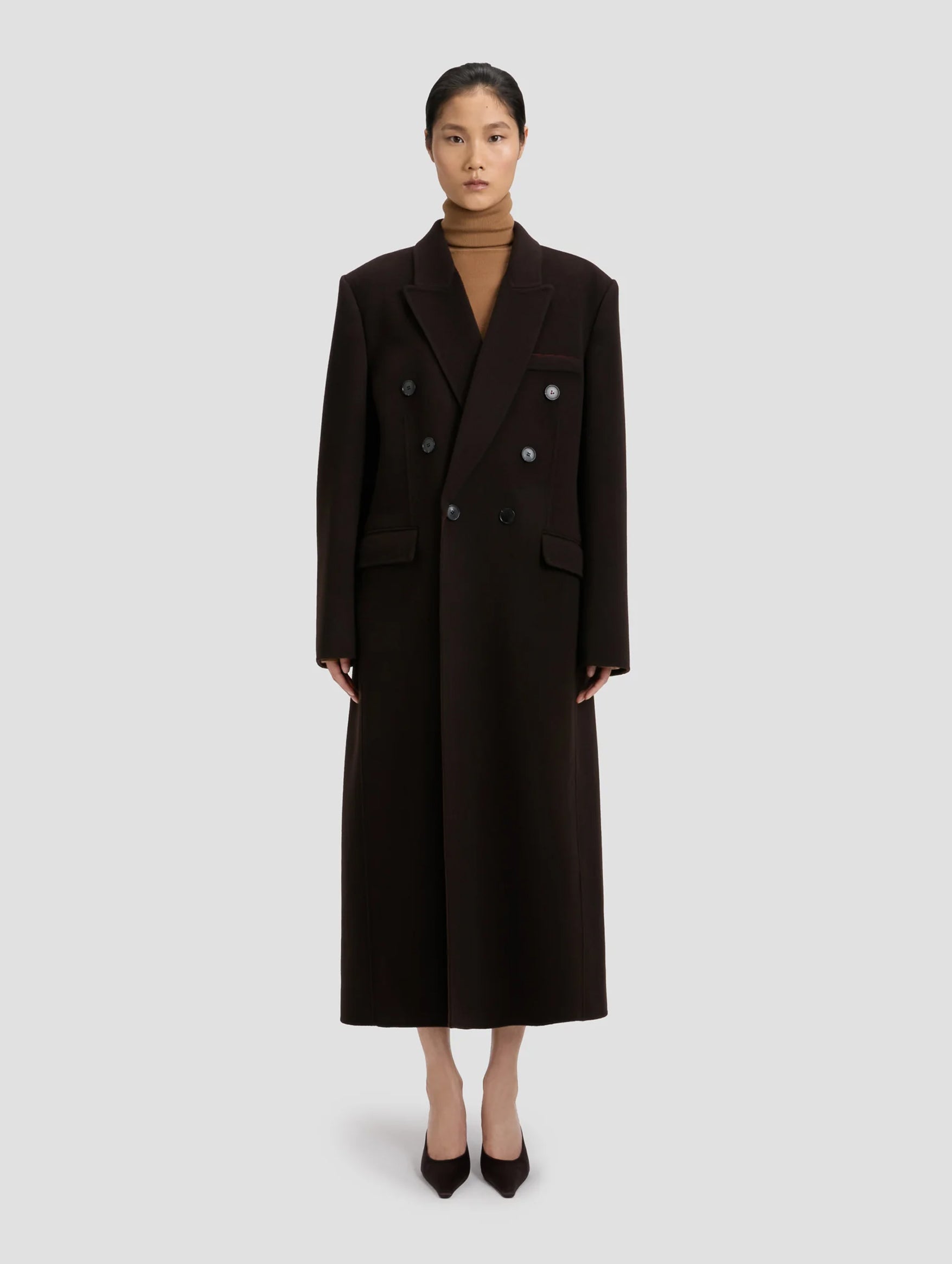 Double Faced Overcoat in Dark Chocolate and Coco
