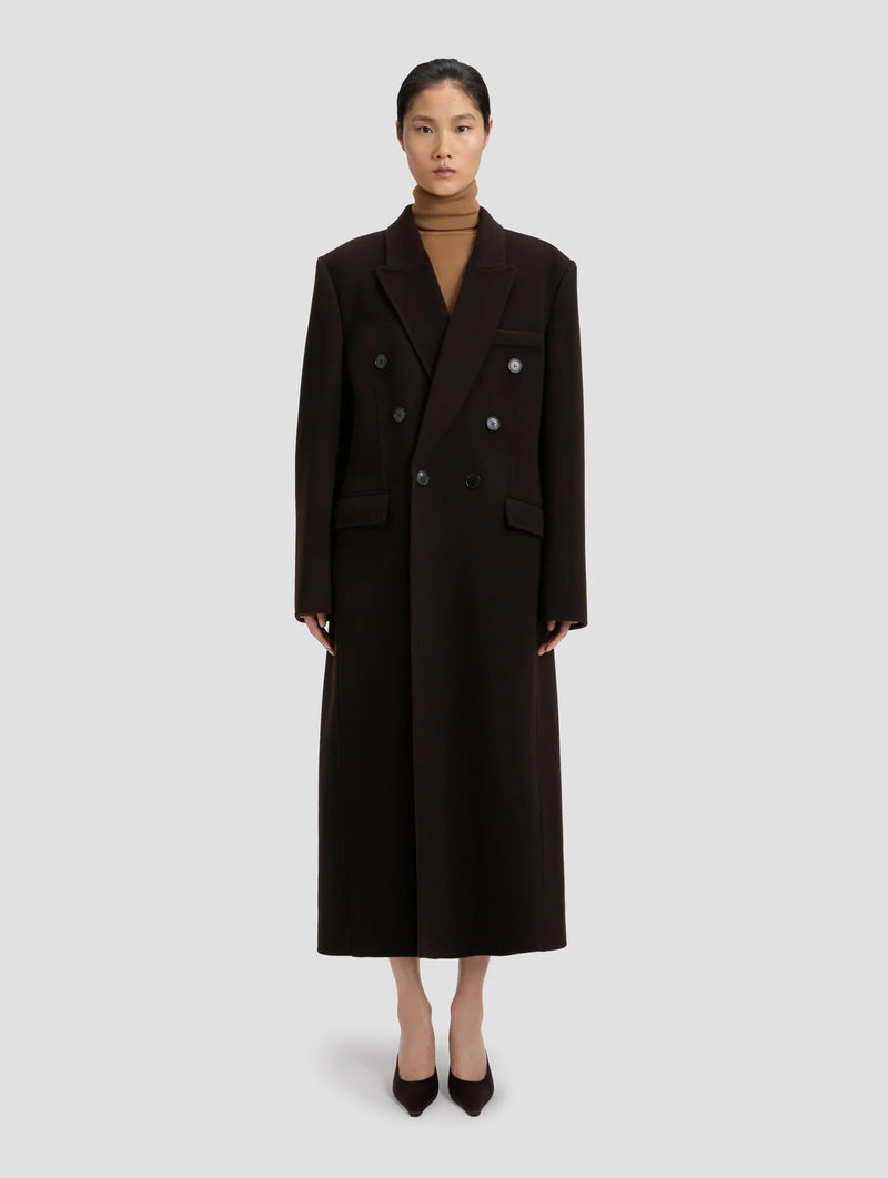 Double Faced Overcoat in Dark Chocolate and Coco