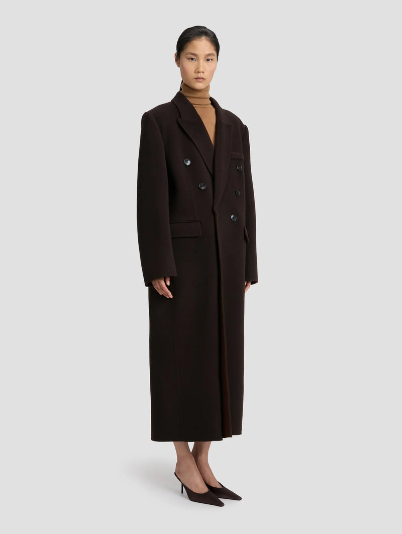 Double Faced Overcoat in Dark Chocolate and Coco