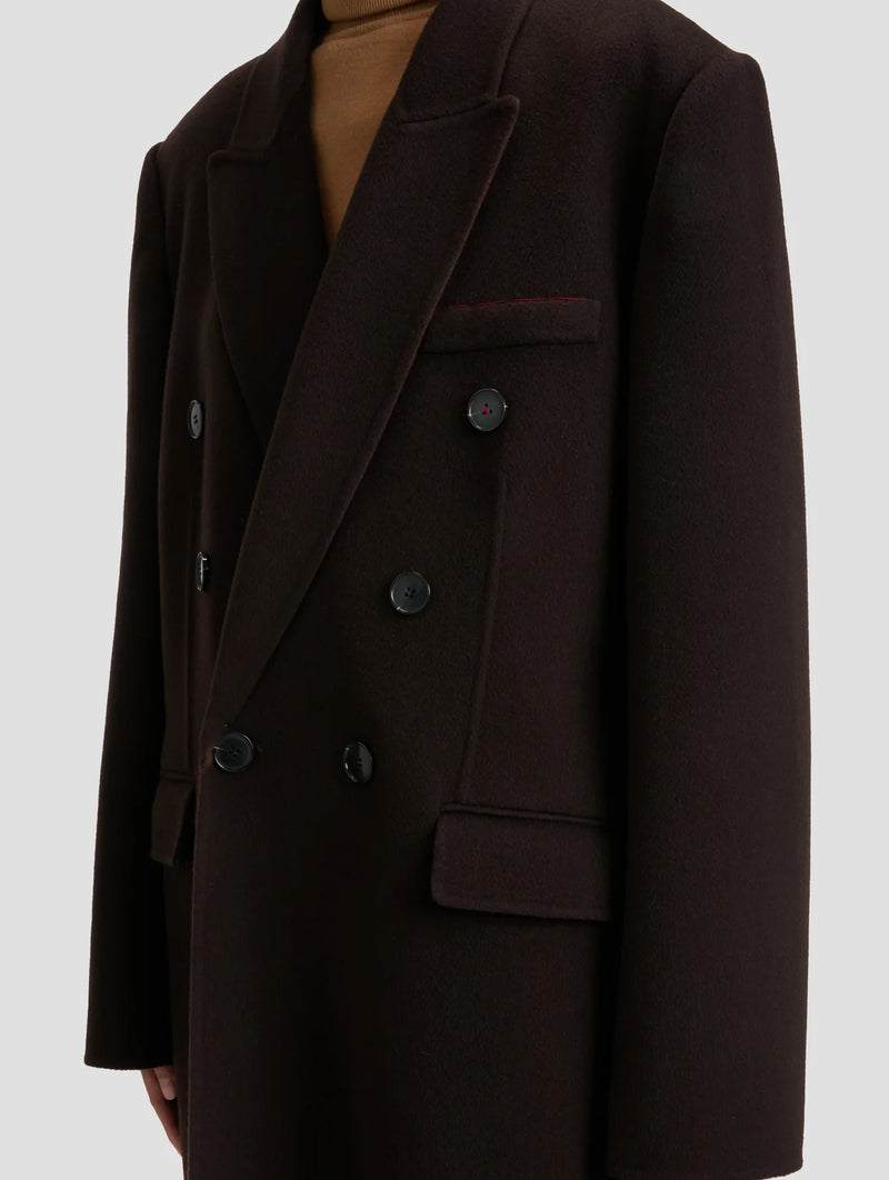 Double Faced Overcoat in Dark Chocolate and Coco