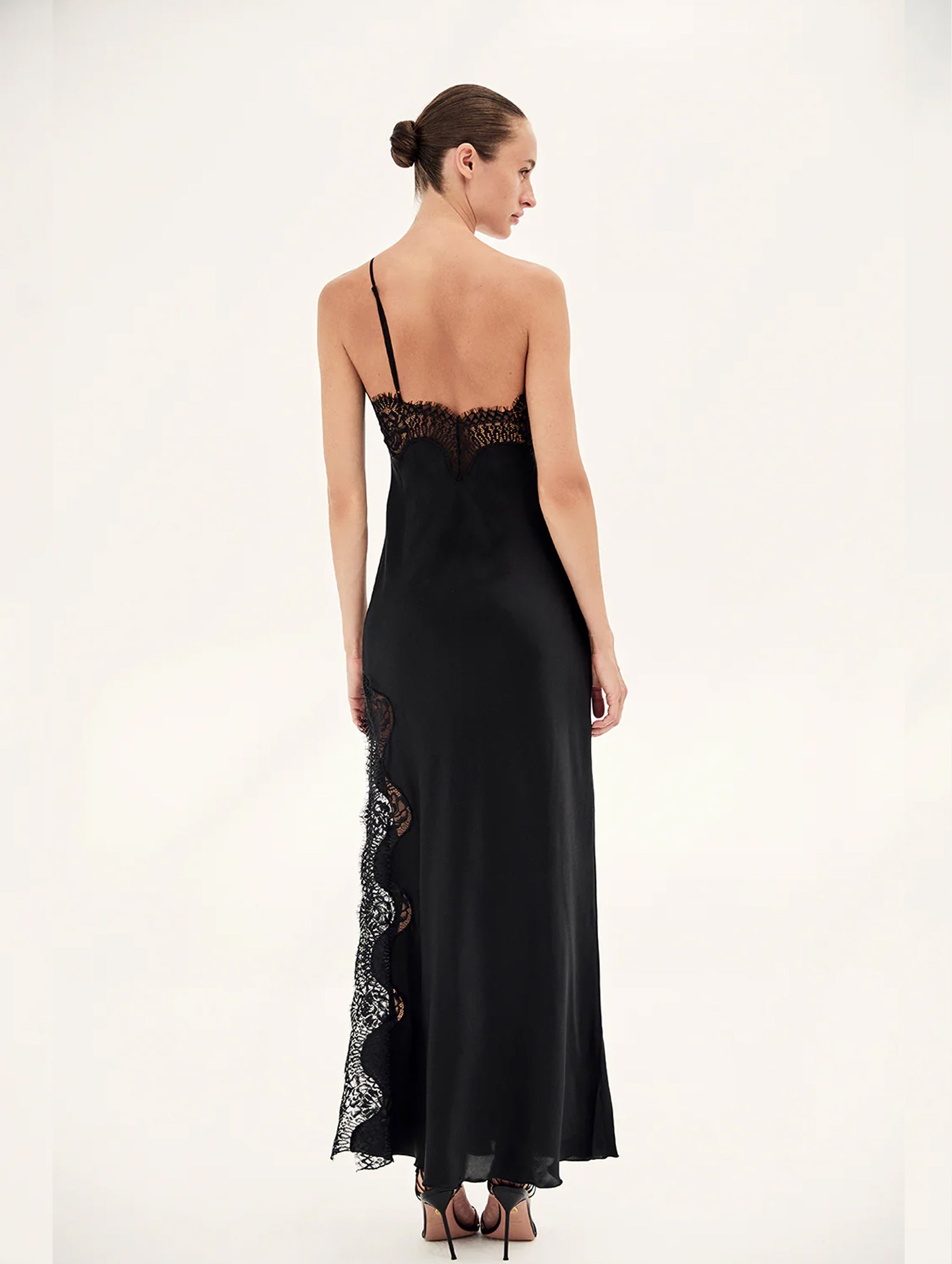 Daria Silk Slip Dress in Black