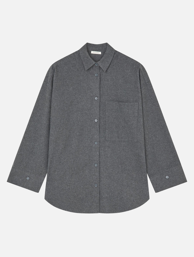 Derris Flannel Shirt in Dark Grey Melange