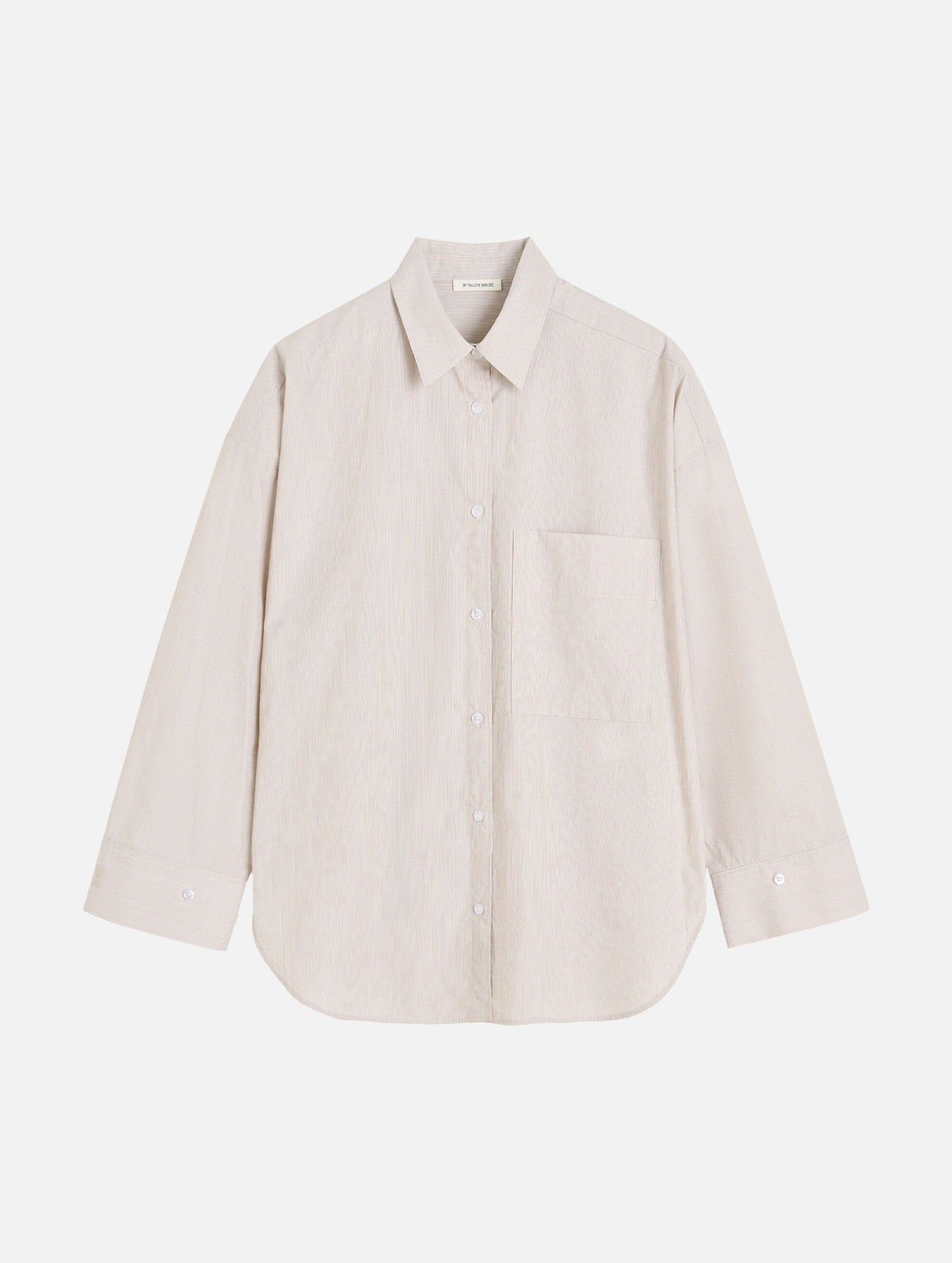 Derris Organic Cotton Shirt in Beige Thin Stripe