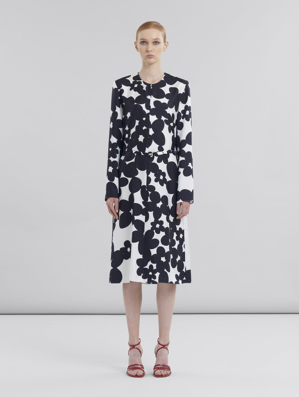 Dilles Print Silk Dress In Black And White