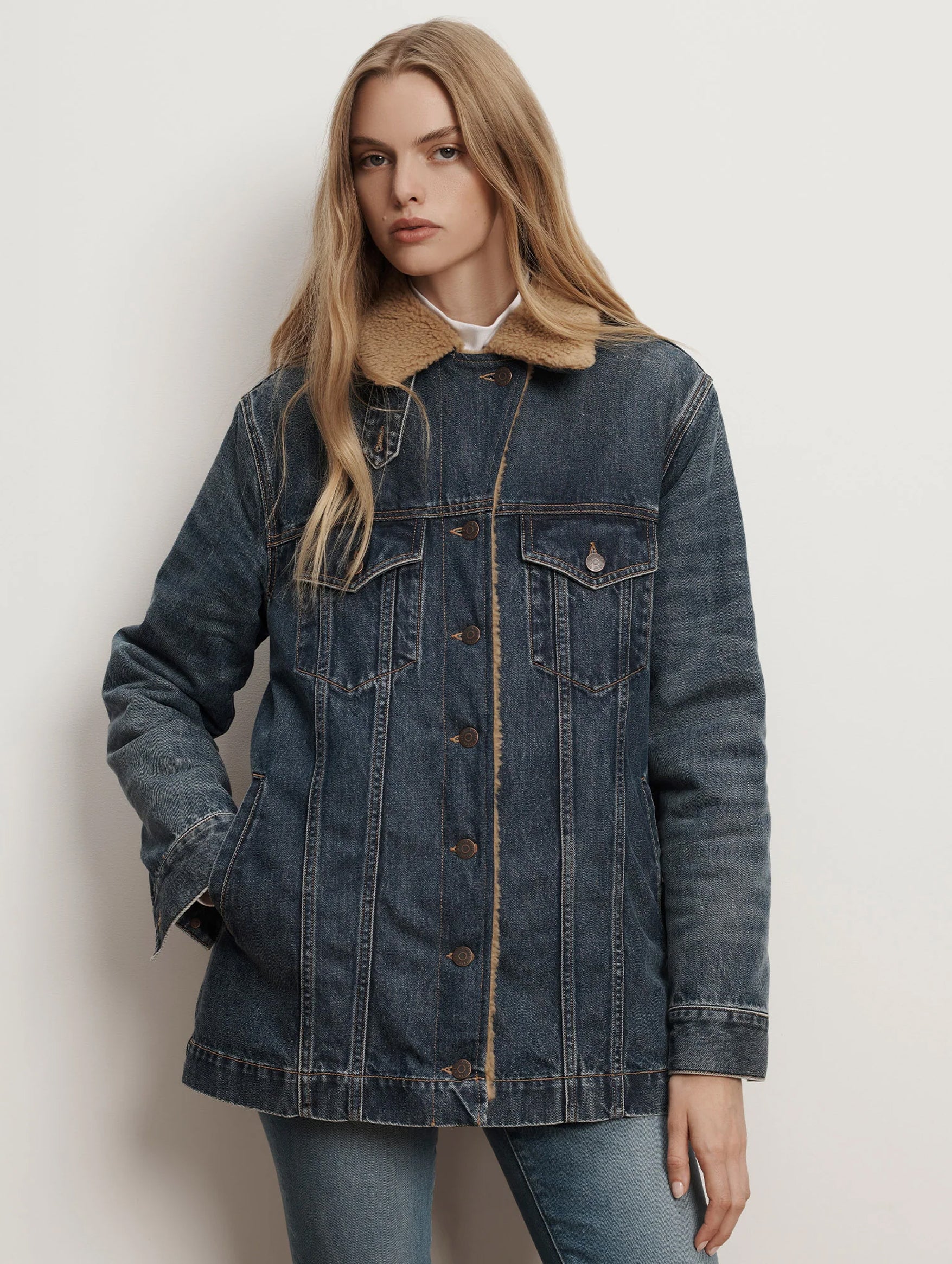 Donna Sherpa Denim Jacket in City Lights