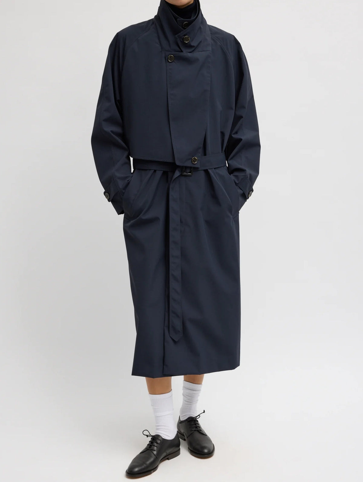 Double Collar Frank Trench in Navy