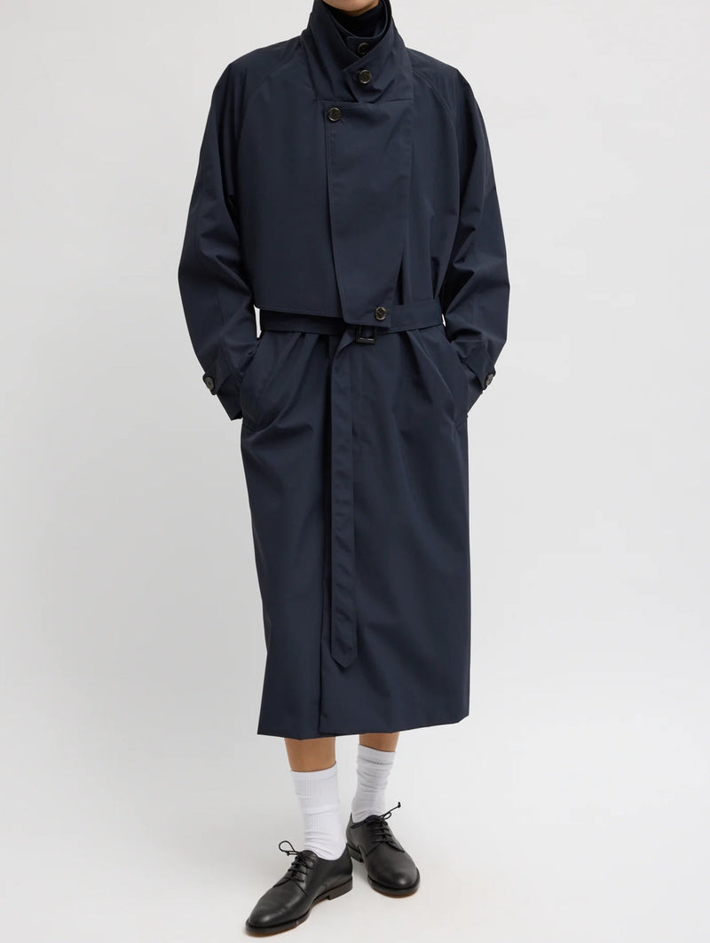 Double Collar Frank Trench in Navy