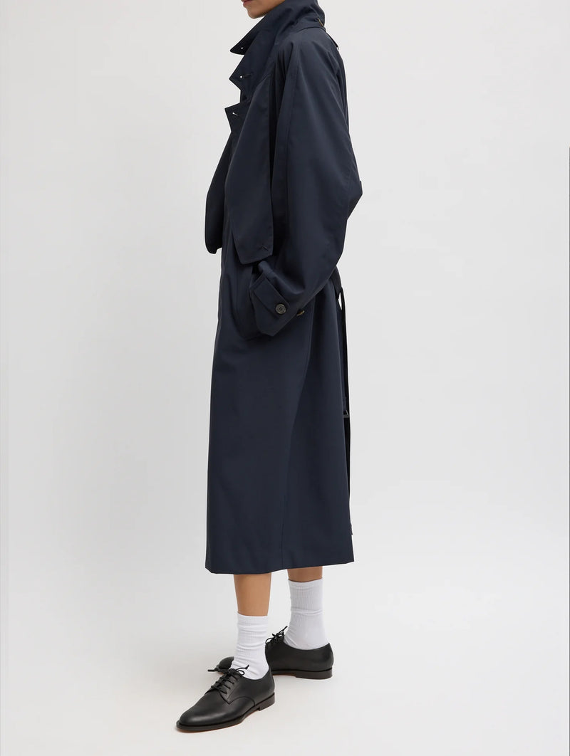 Double Collar Frank Trench in Navy