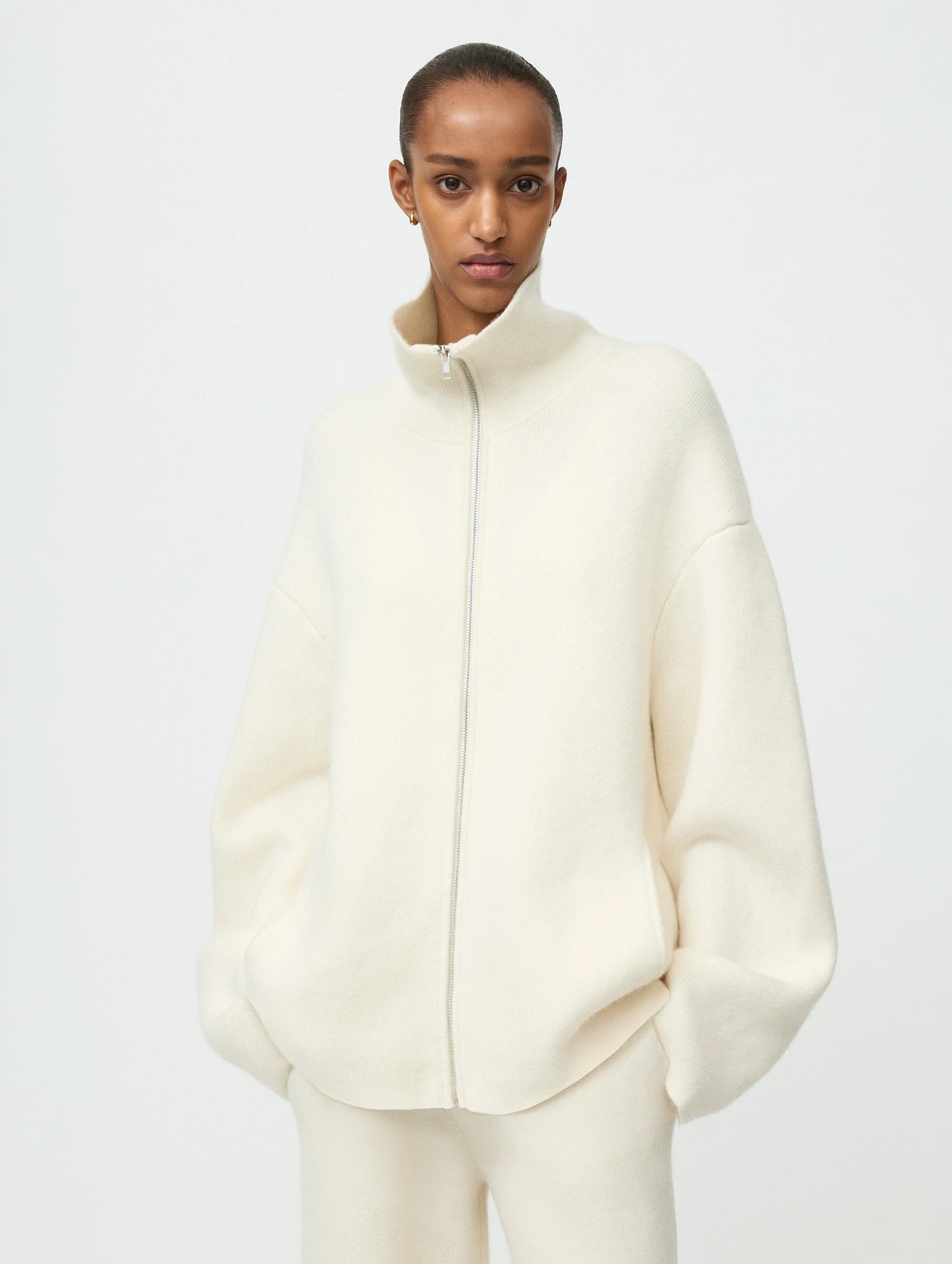 Double Knit Cardigan in Feather White