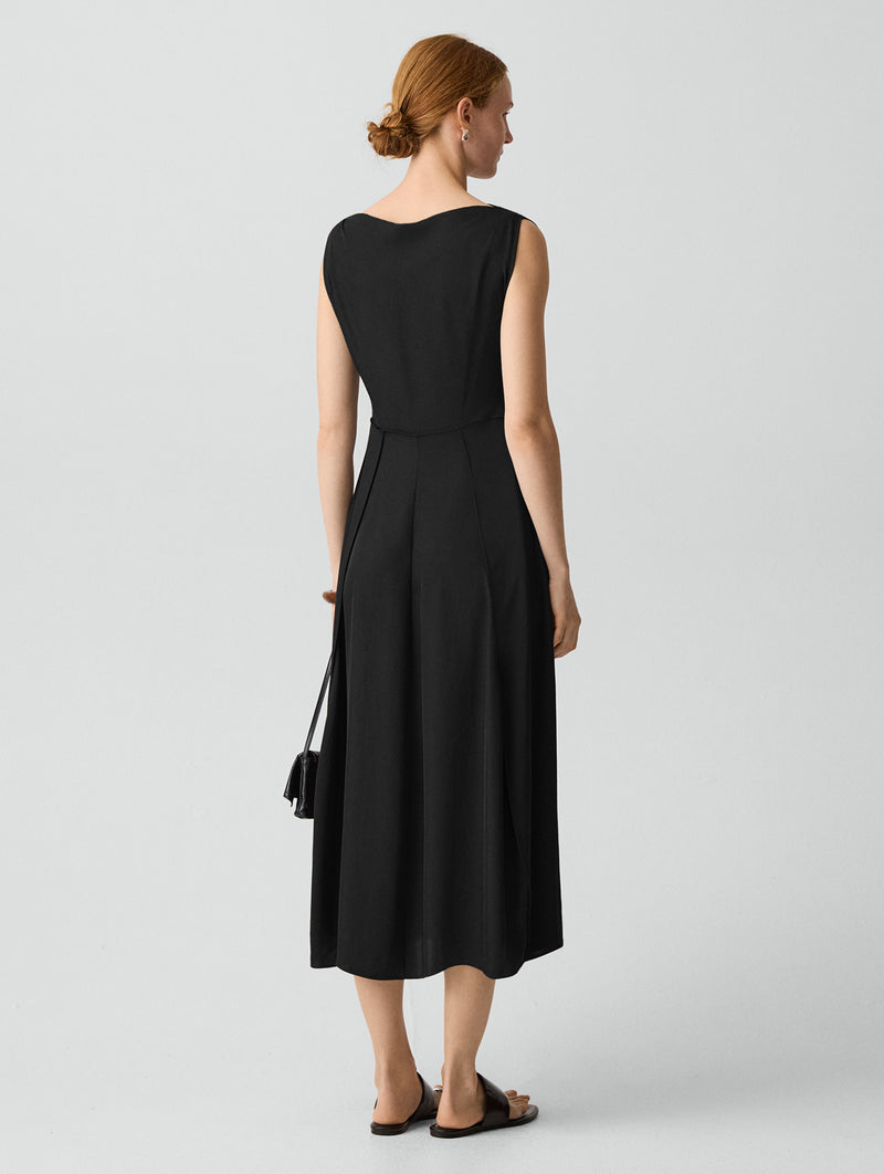 Draped Midi Dress in Black