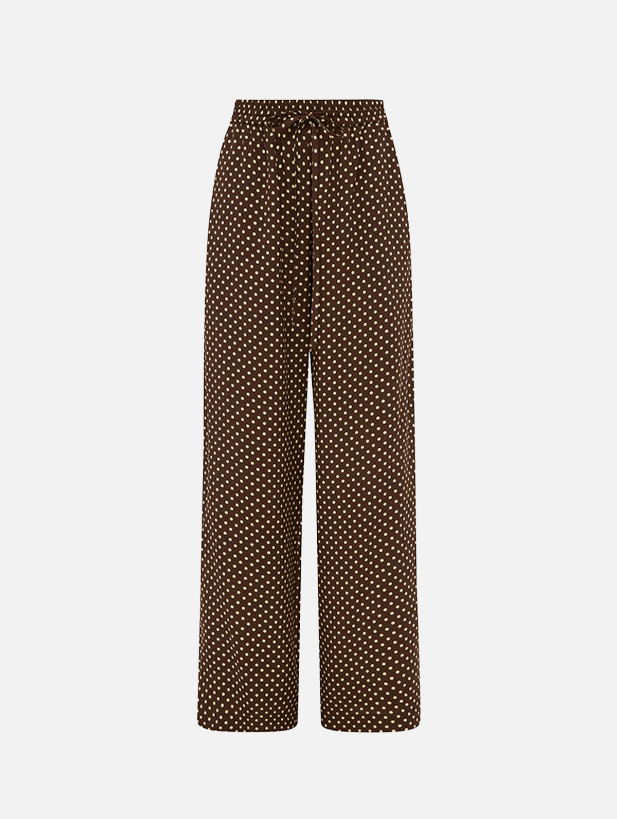 Drawstring Trouser in Polka Dot Chocolate