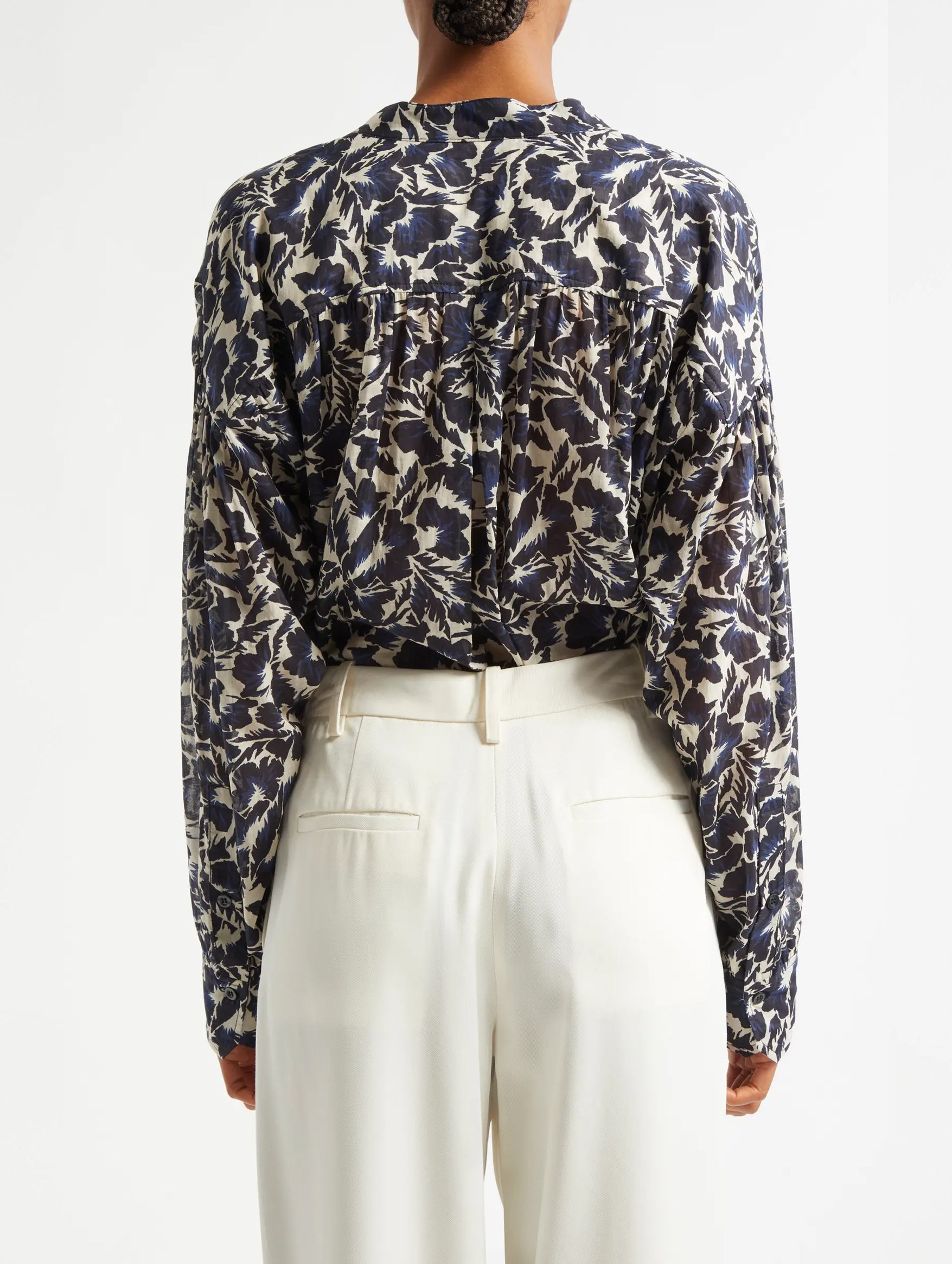 Dylan Cotton Shirt in Navy Cream Floral